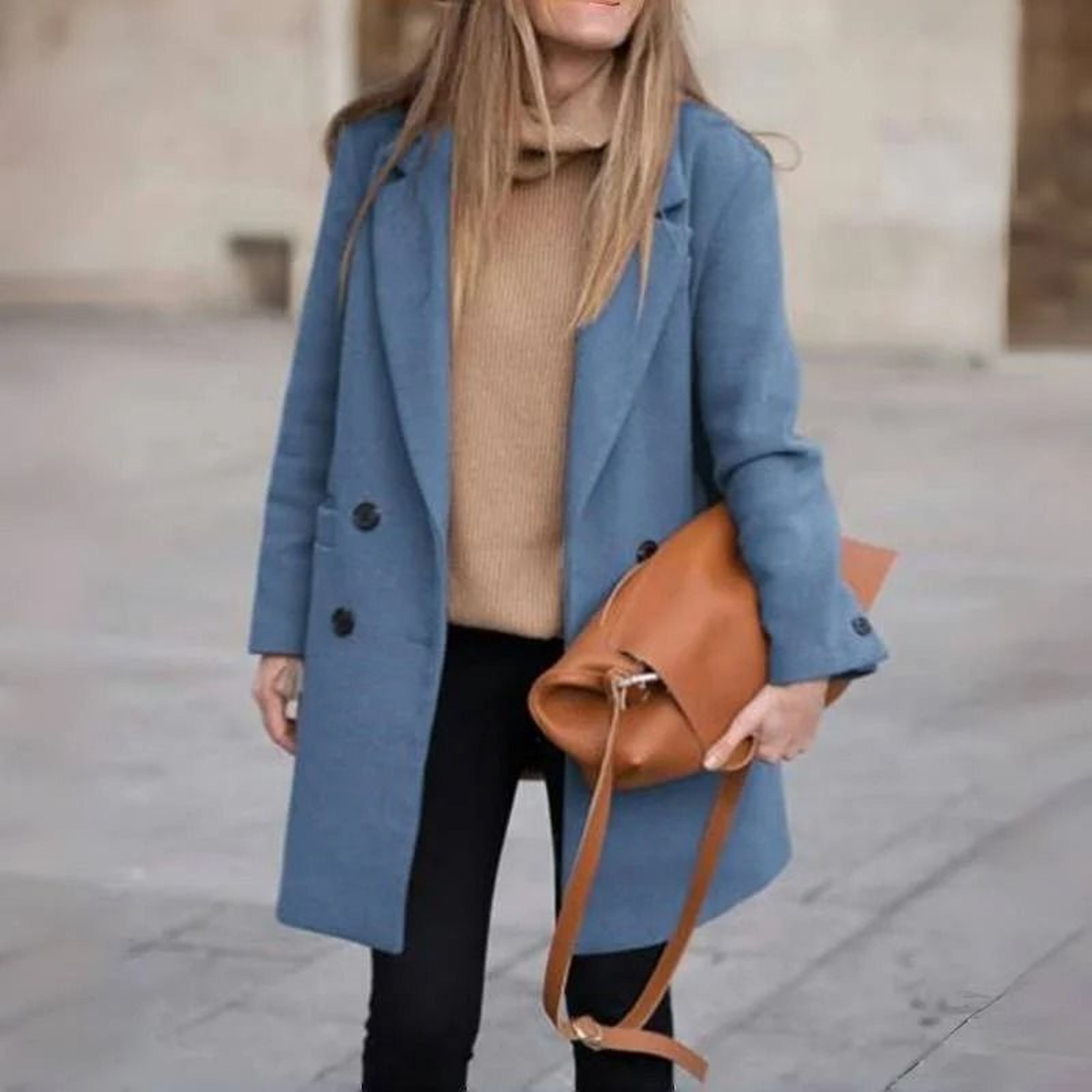 DoubleBreasted Winter Wool Blend Coat 1