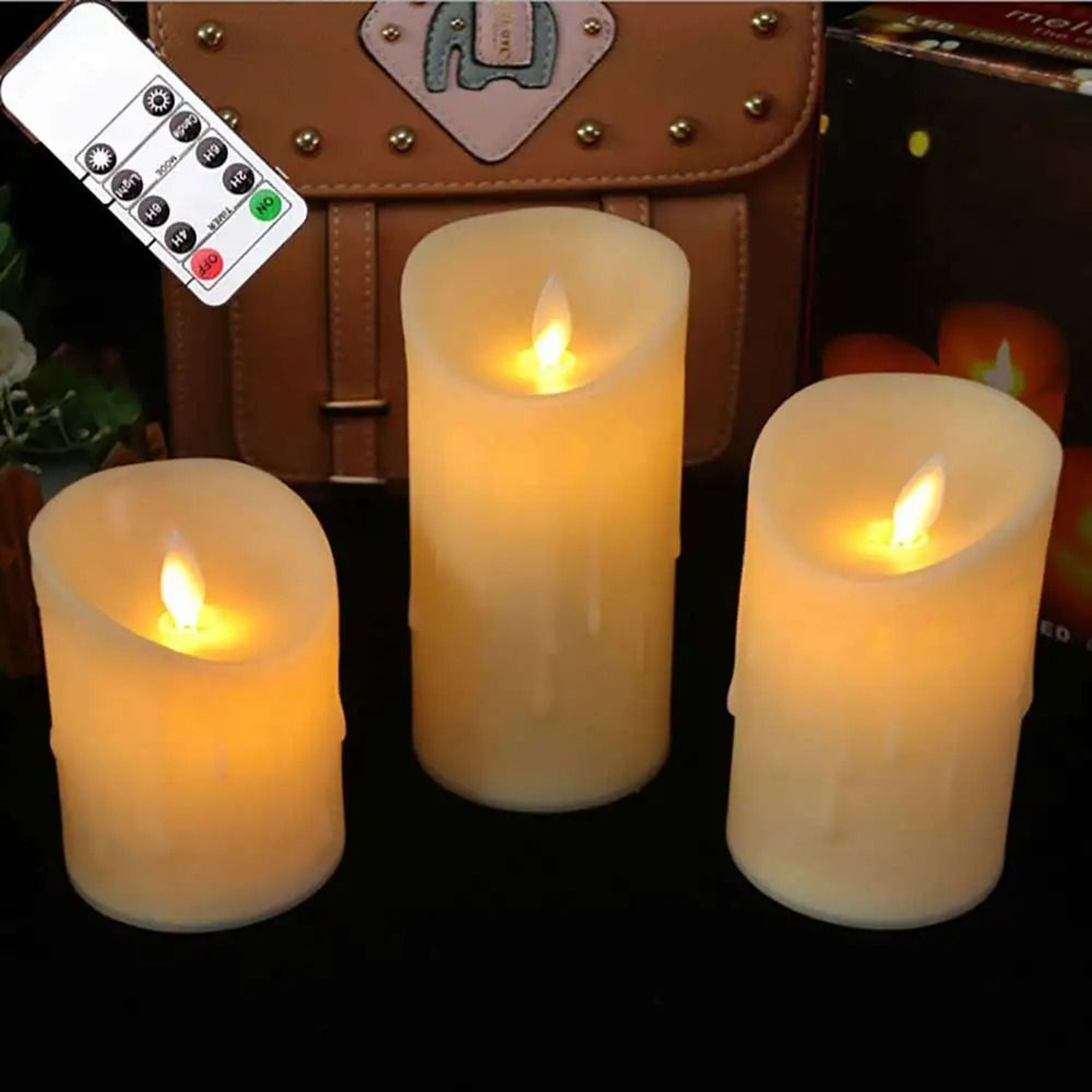 Remote Control Moving Wick LED Pillar Candles 8