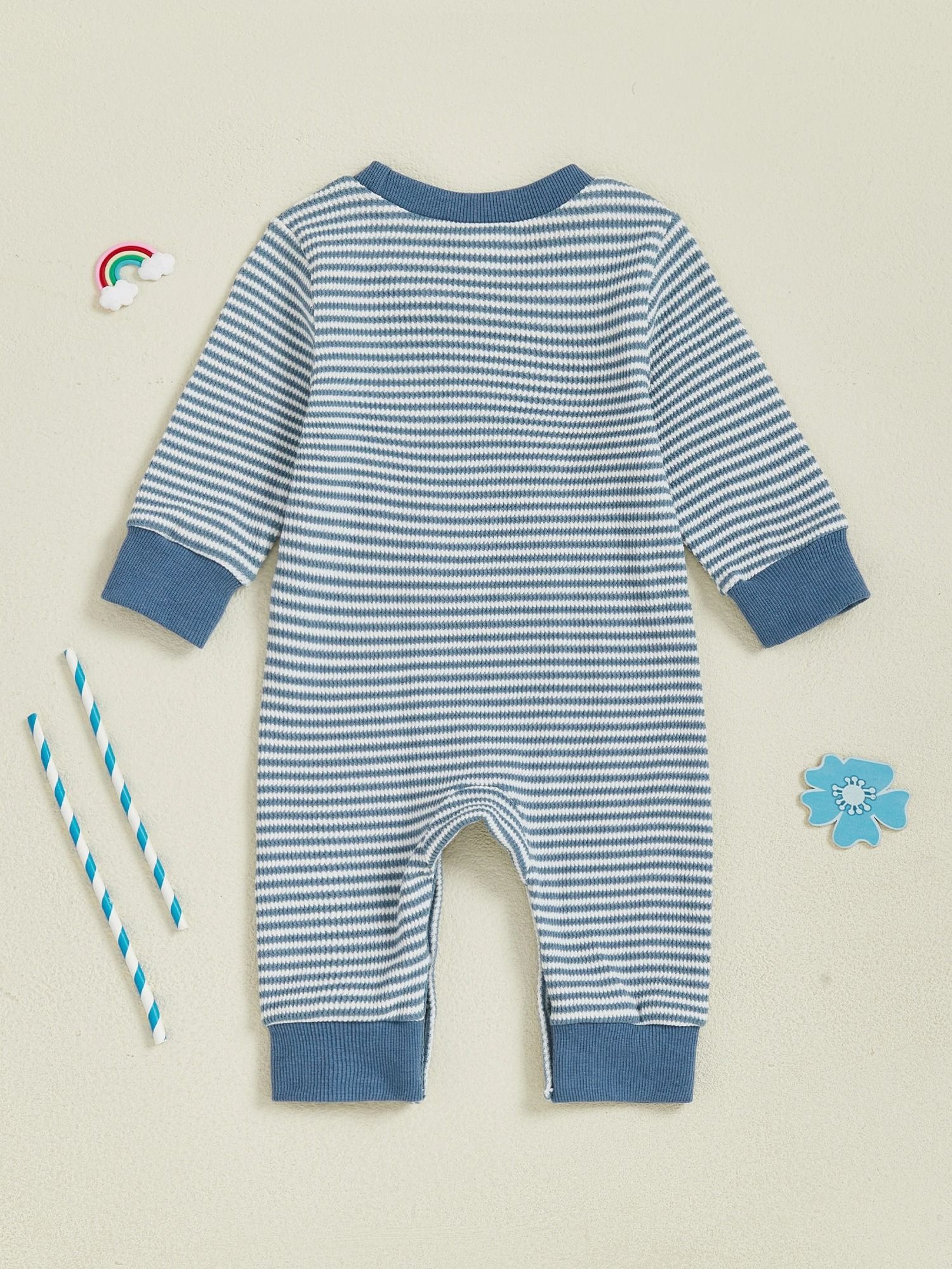 Infant Boys Rugby Striped Hooded Sweater Romper 1
