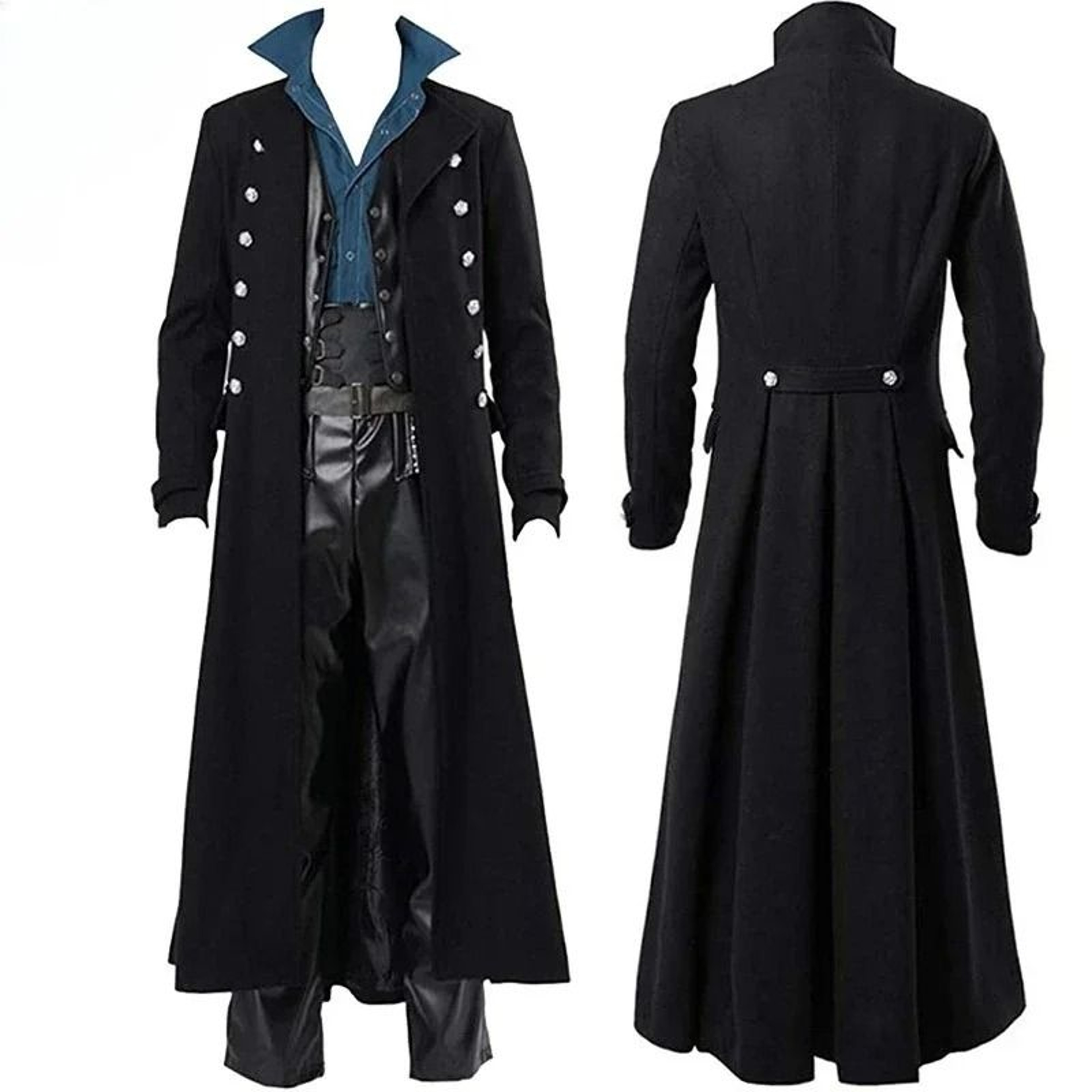 Mens Steampunk Gothic Victorian Long Trench Coat 1