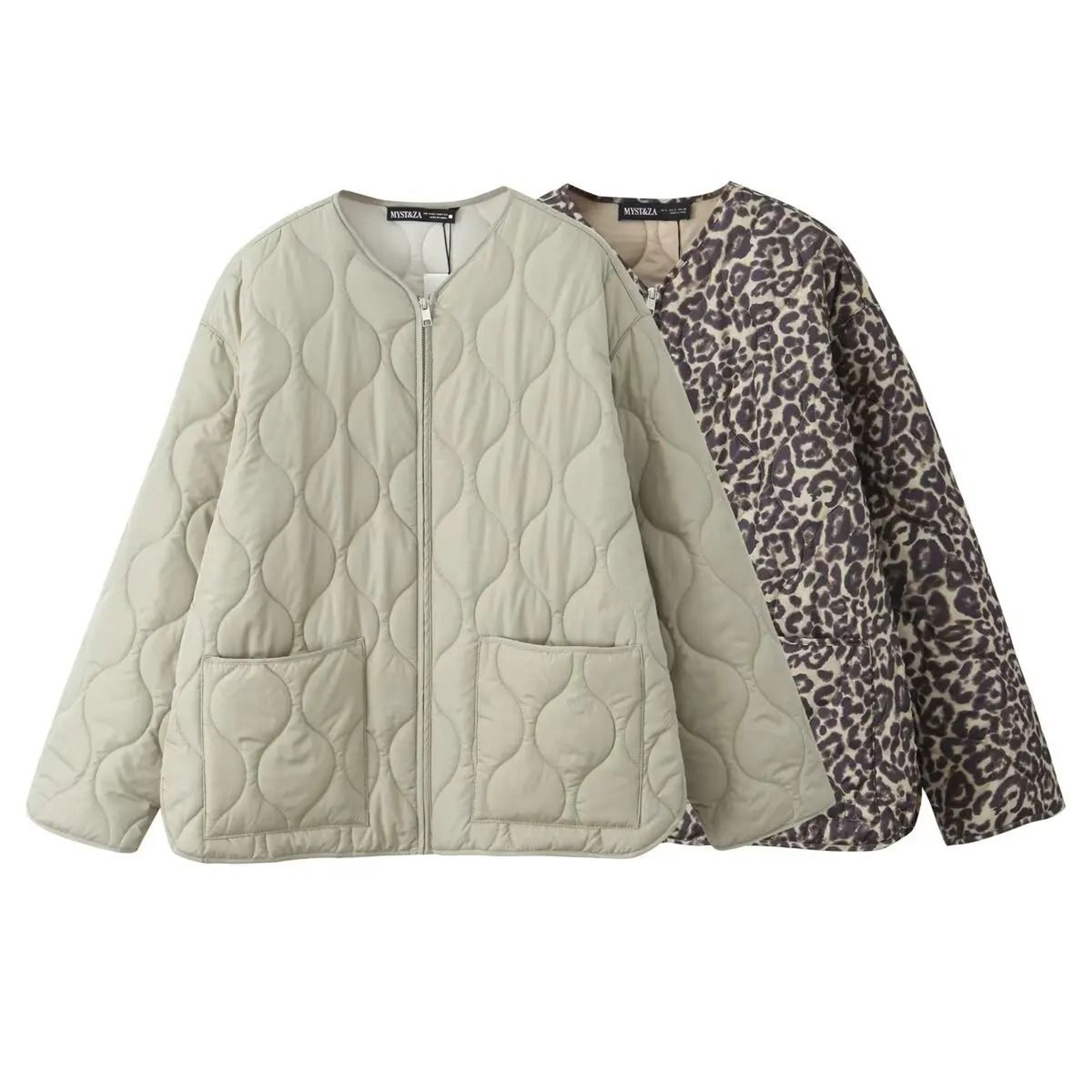 Womens Fashion Round Neck Curled Edge Cotton Jacket 0