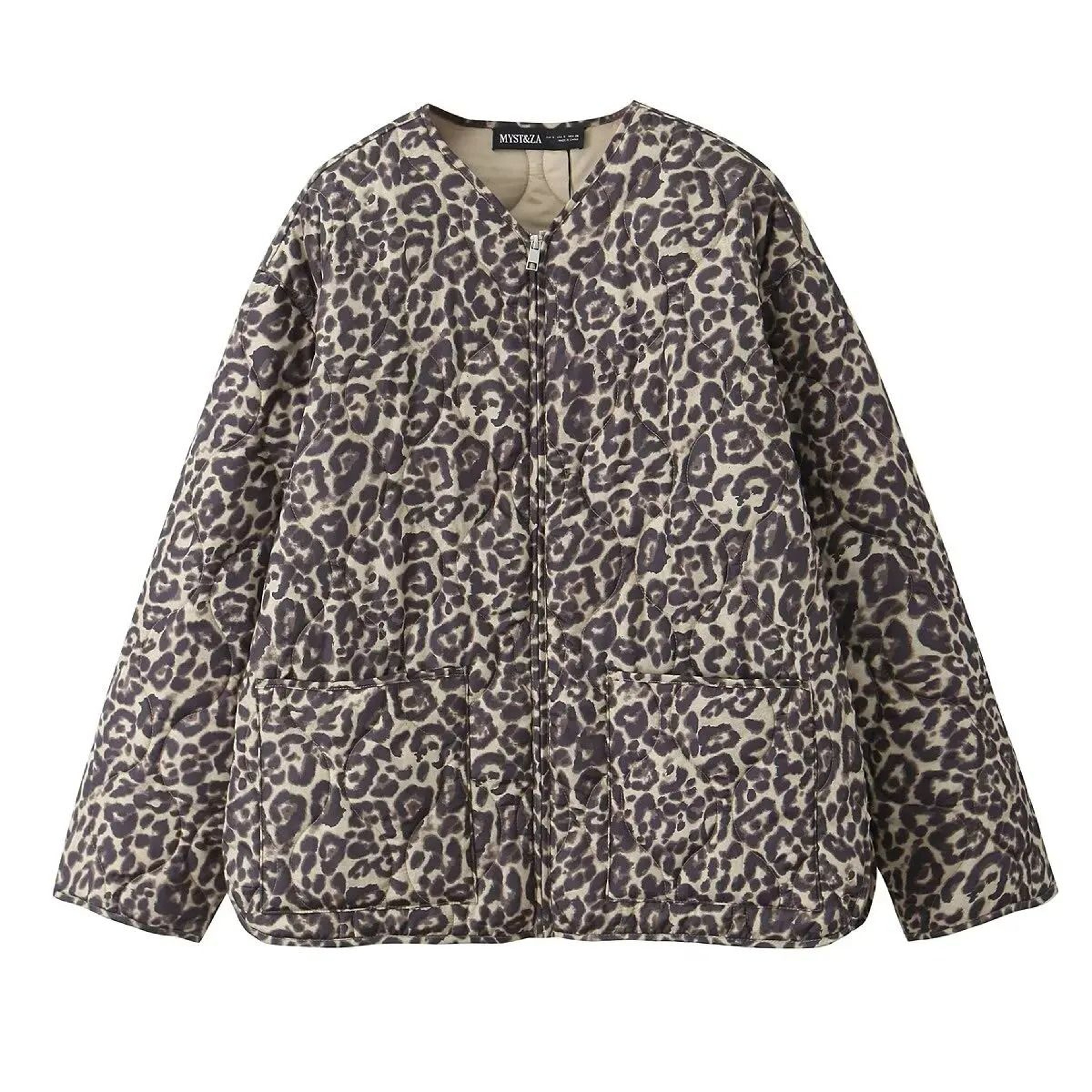 Womens Fashion Round Neck Curled Edge Cotton Jacket 6