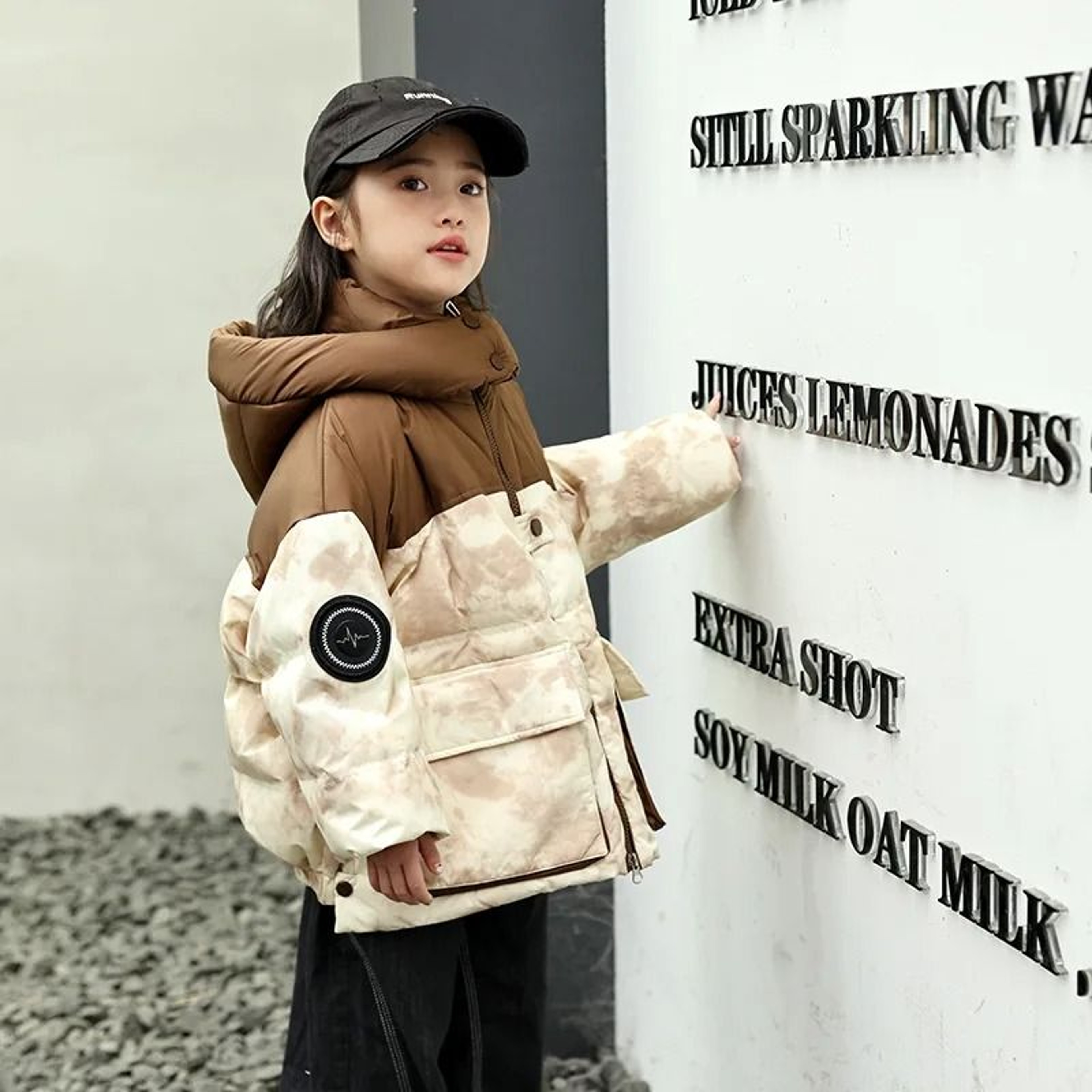 Girls Gradient Patch Down Winter Parka 0