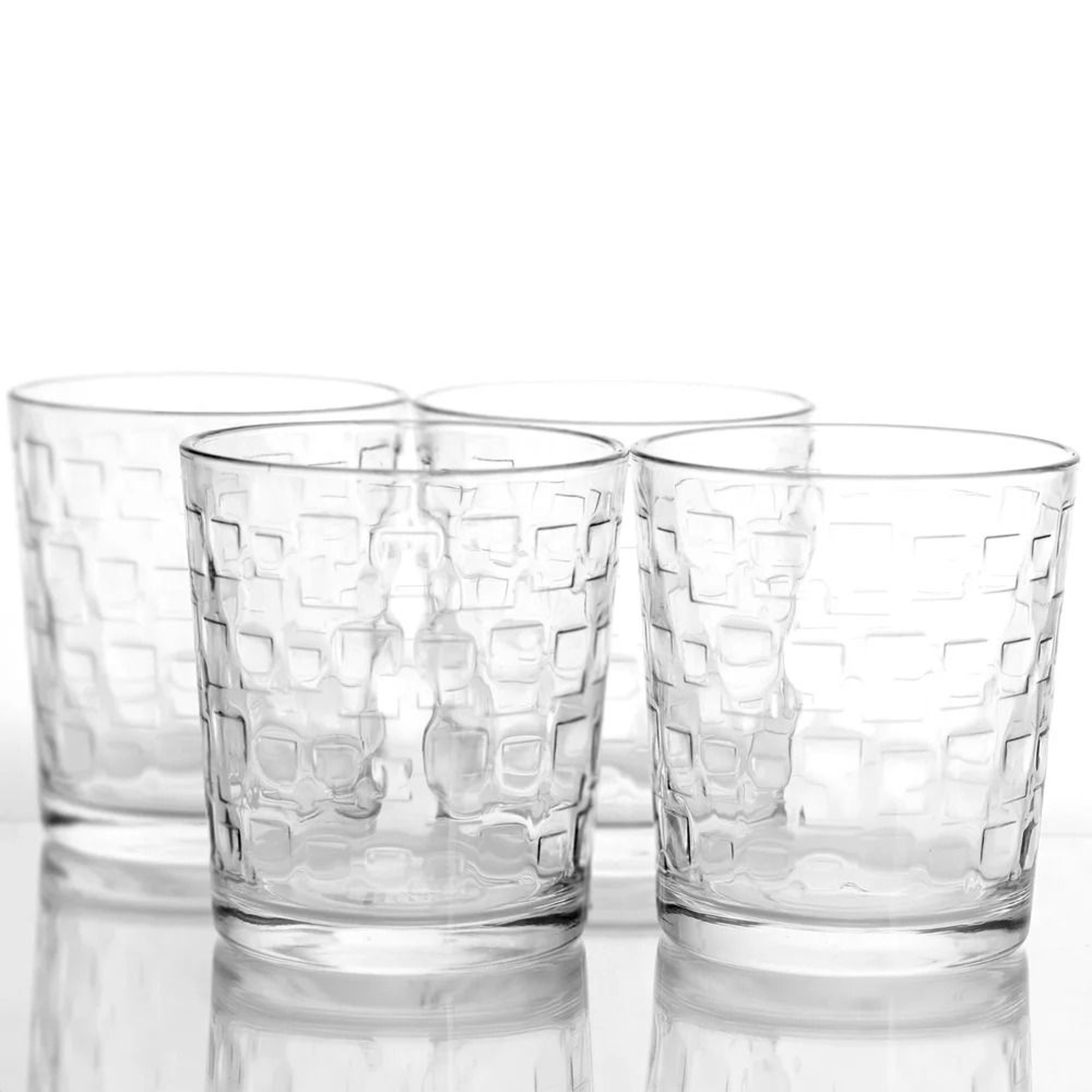 4Piece Embossed Glass Tumbler Set  13 Oz Old Fashioned Glassware 2