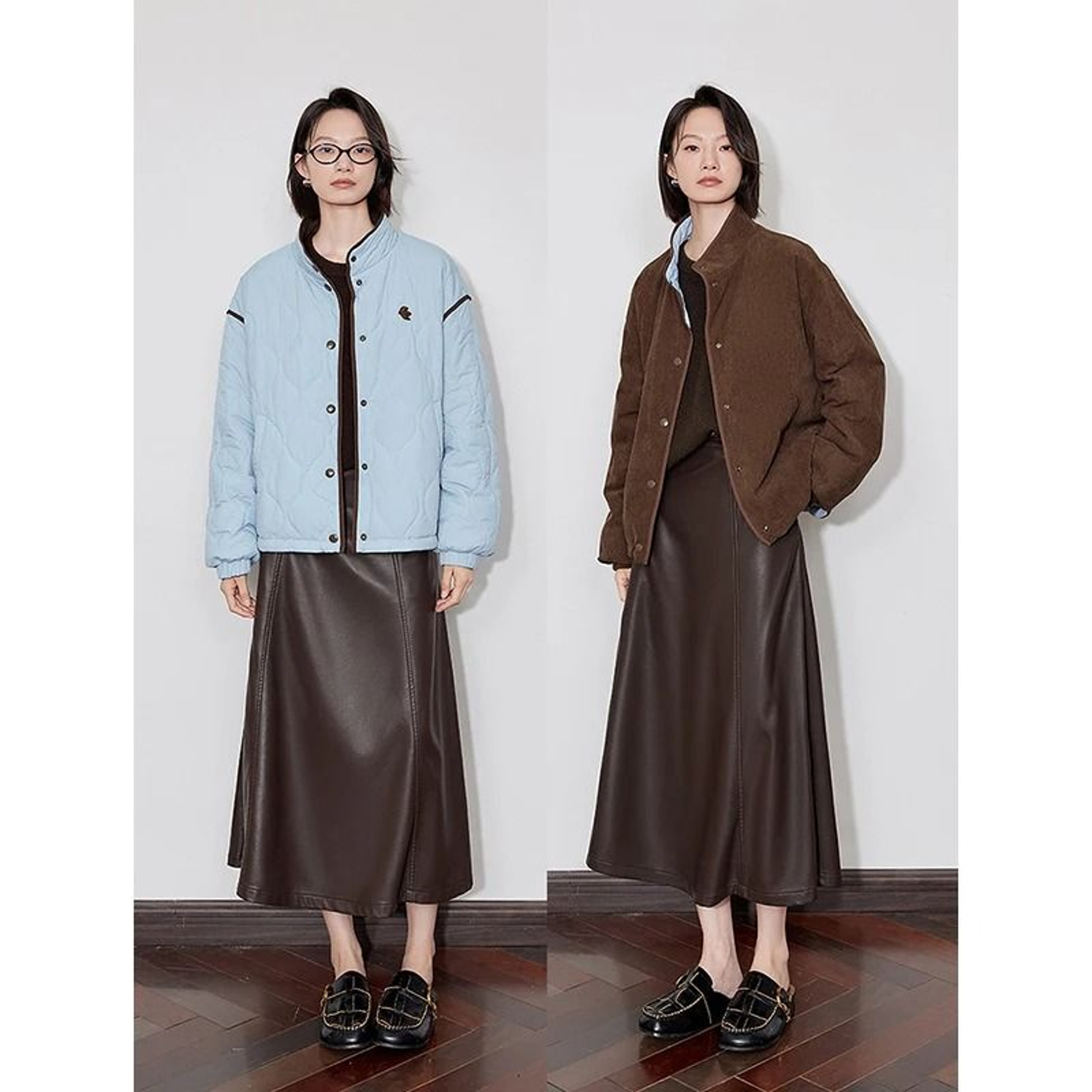Elegant Contrasting Spliced Cotton Coat  Winter HighFashion Outwear 3