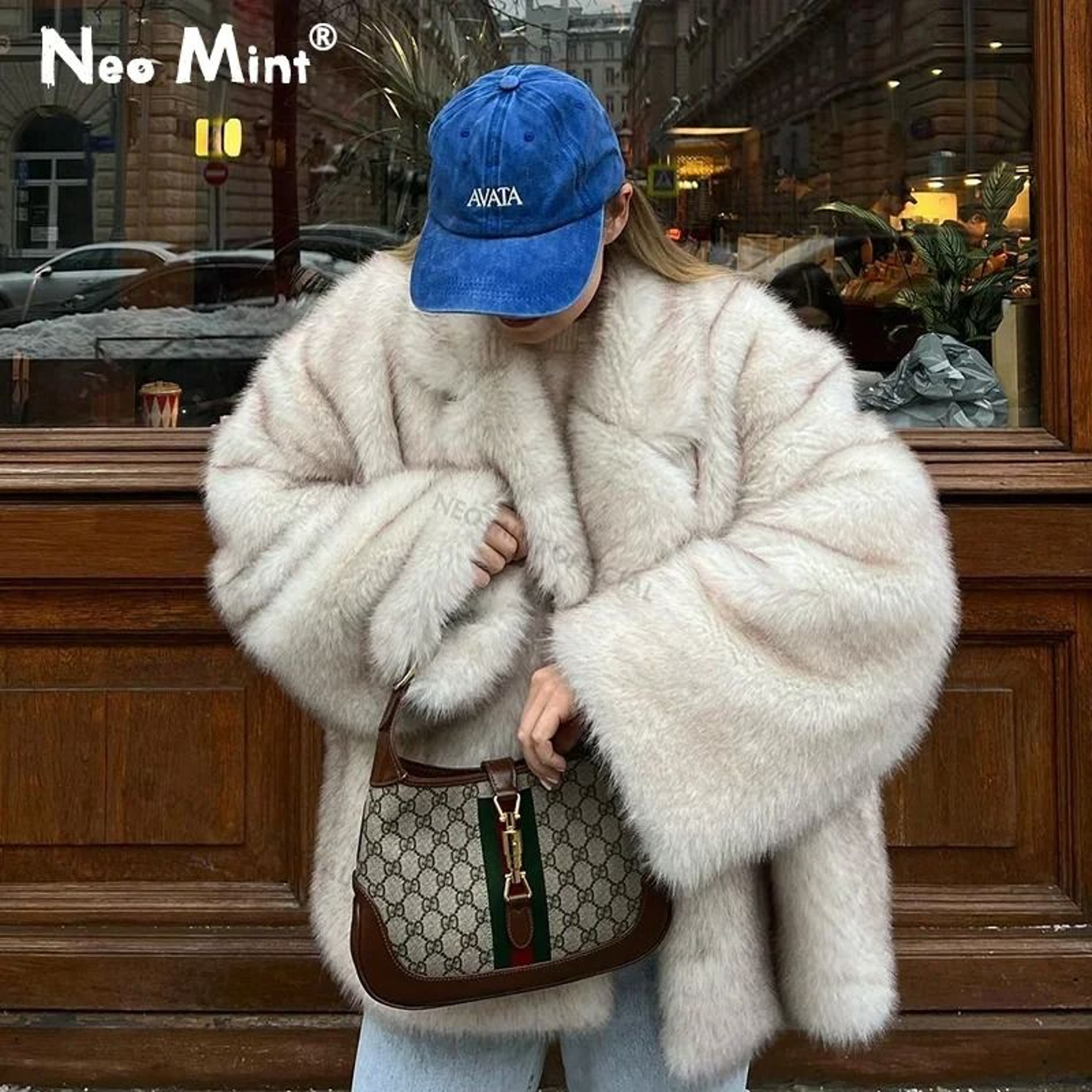 Oversized Gradient Faux Fox Fur Jacket  Winter Ins Hot Fashion Statement 0