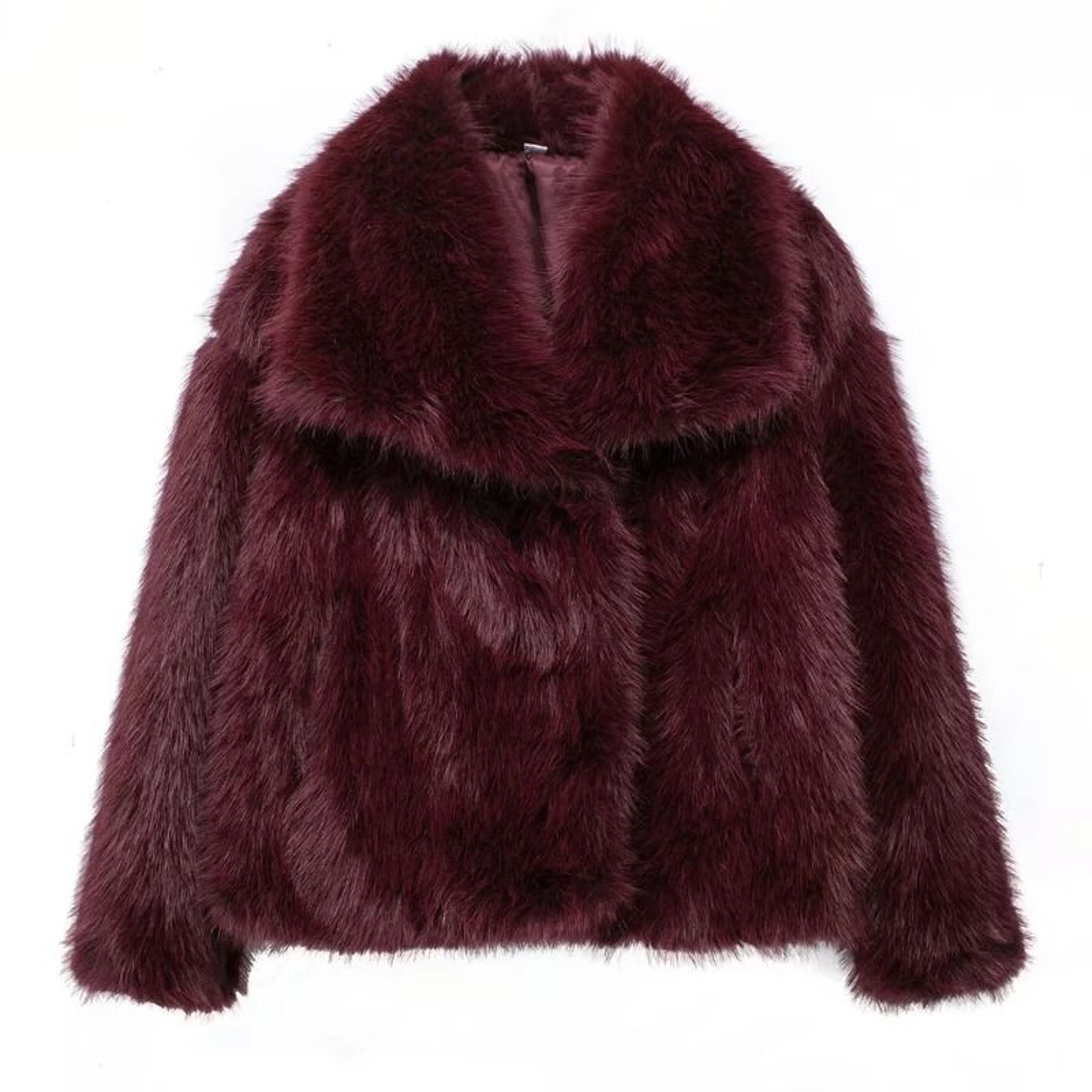 Plush Fluffy Faux Fur Jacket  Modern Winter Thermal Outerwear 3