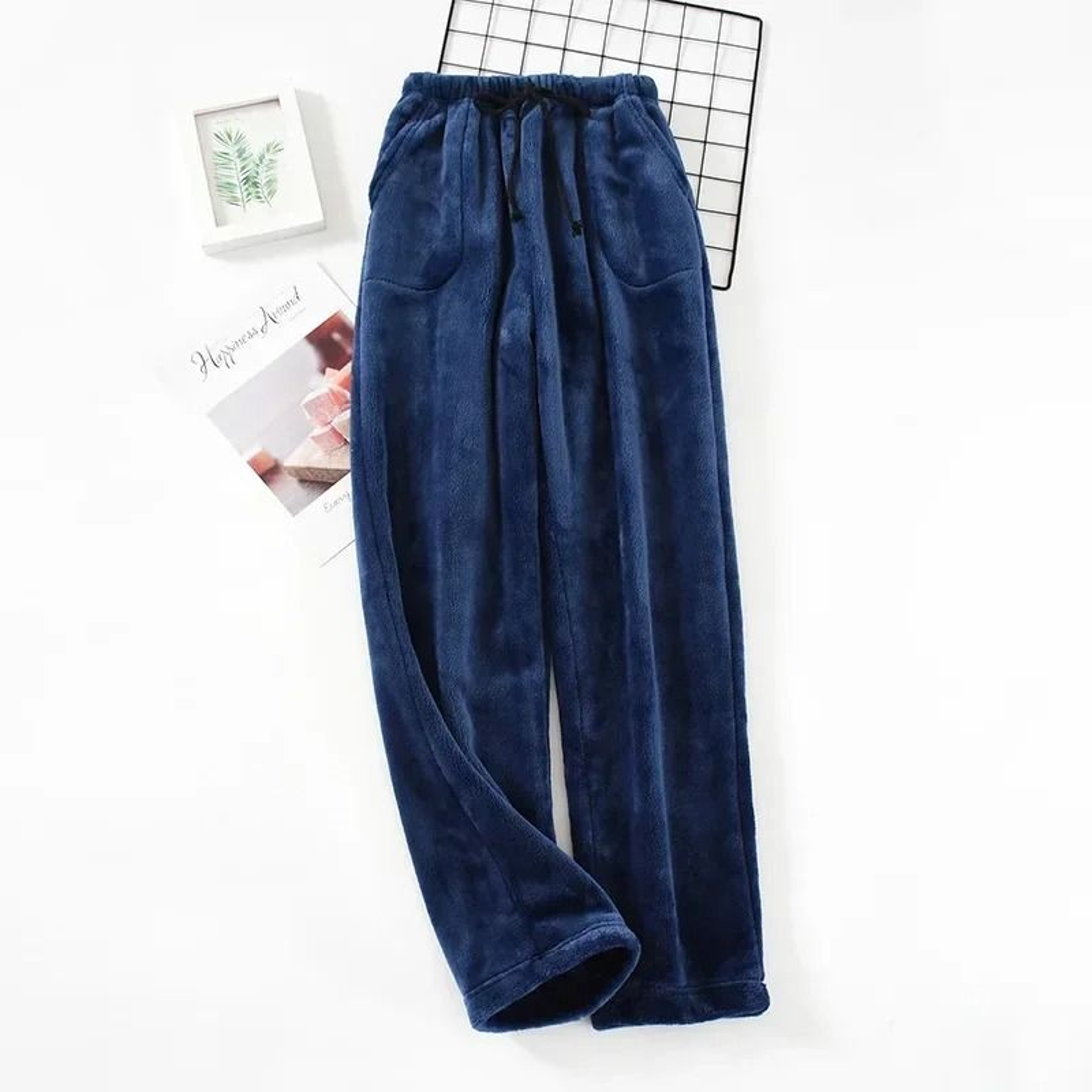 Thickened Flannel Home Trousers  Mens Winter Coral Fleece Pajamas 12