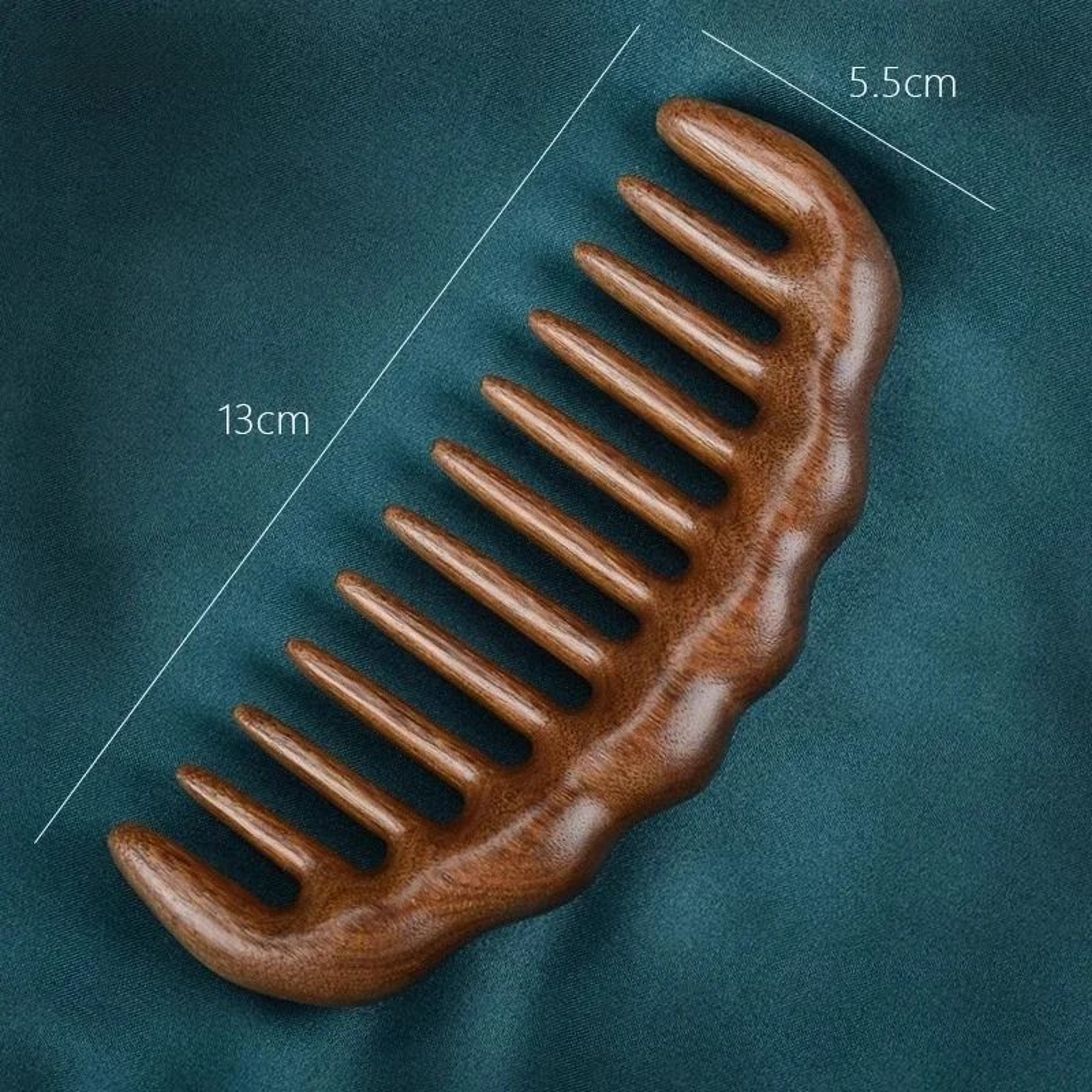 Natural Sandalwood Detangling Comb  AntiStatic WideTooth Scalp Massager 7
