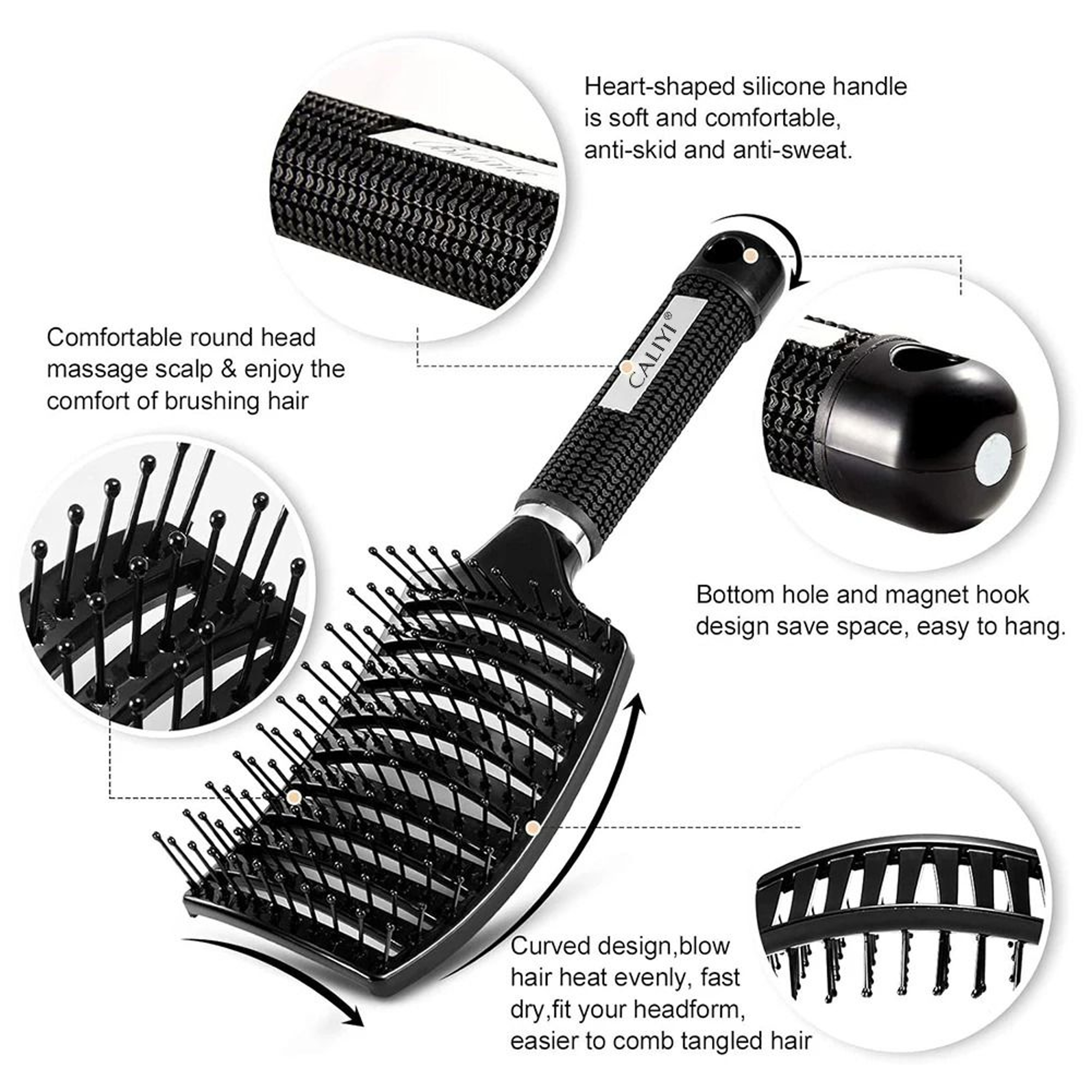 Curved Vented Brush  HighPerformance Airflow Detangling Paddle 1