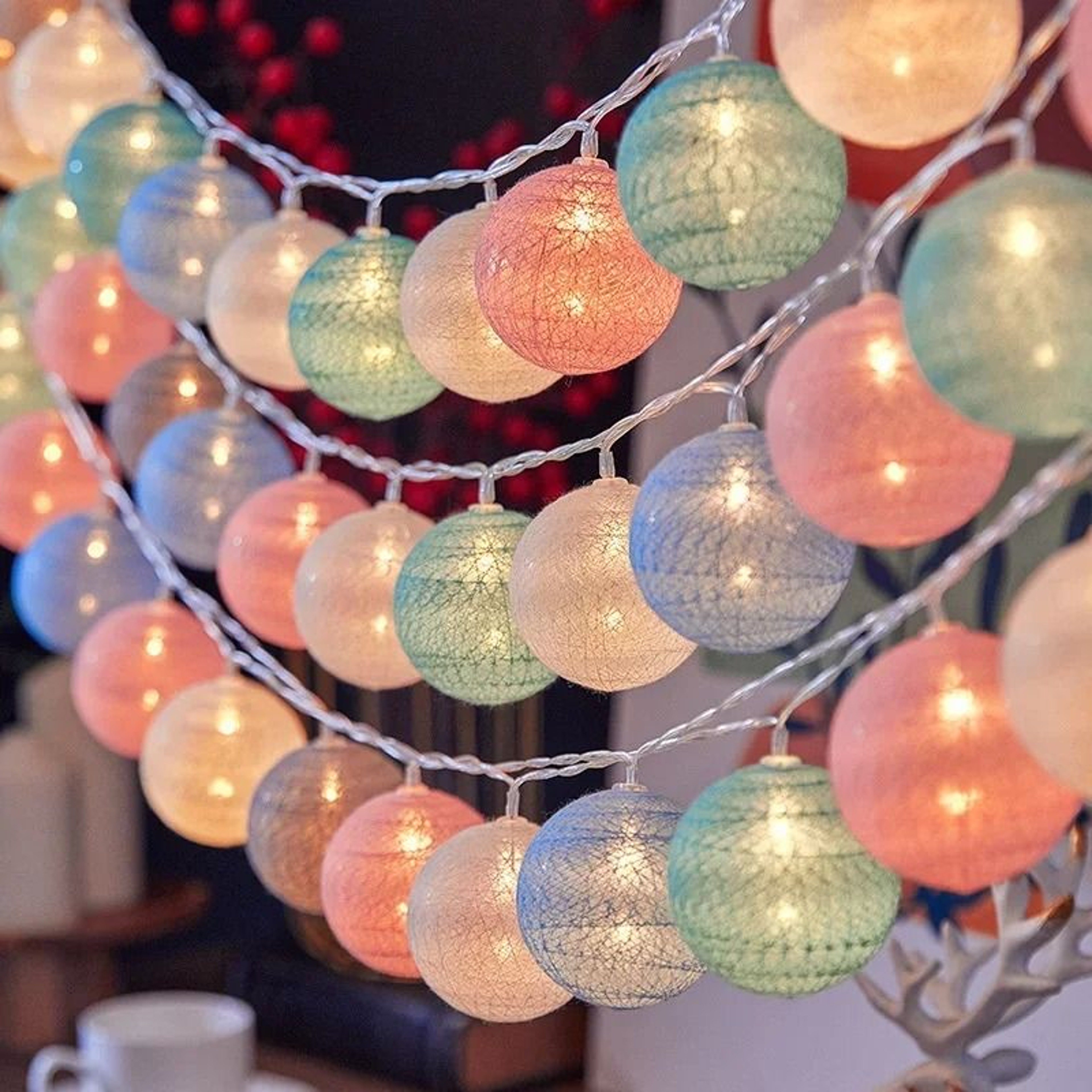 Macaron Cotton Ball USB String Lights 0