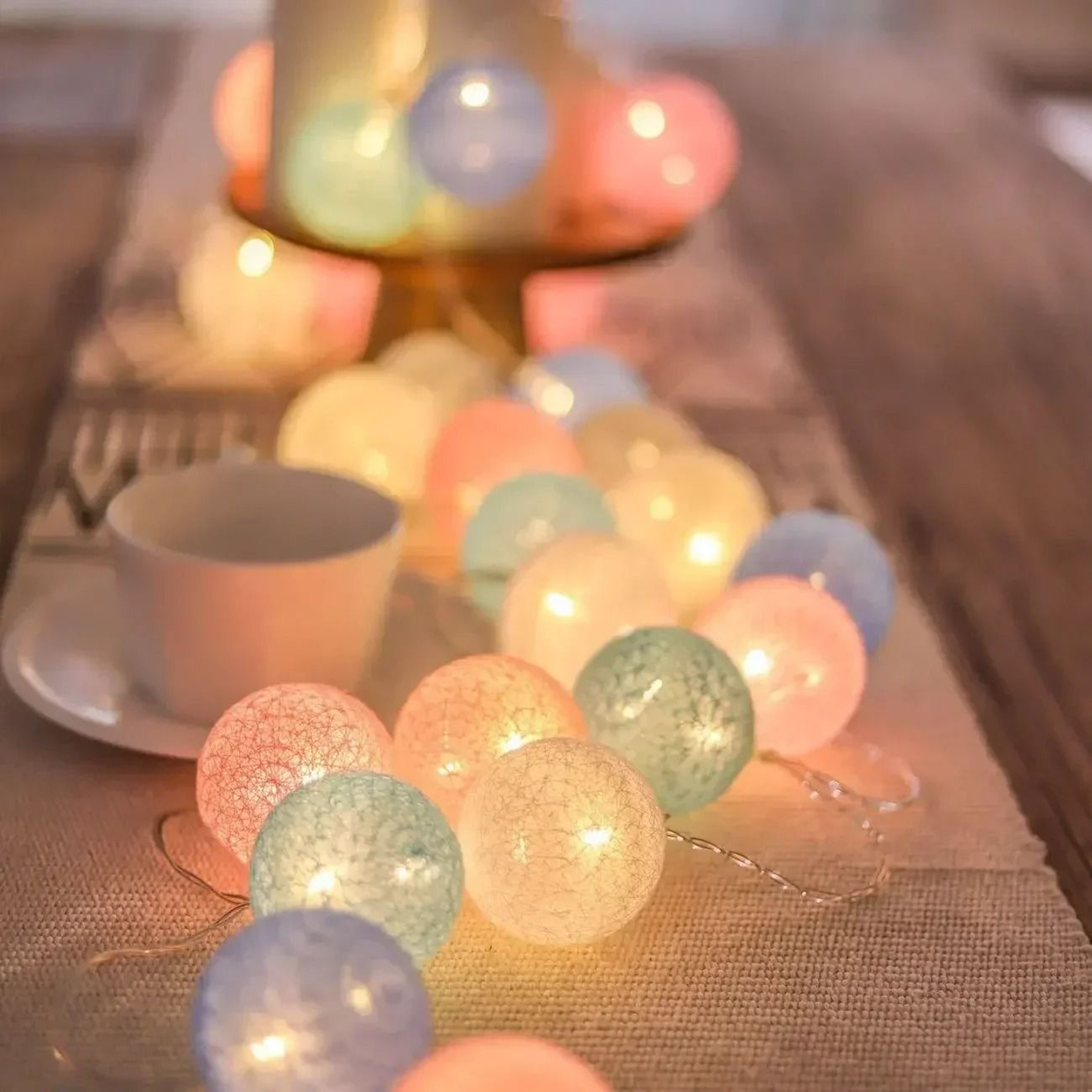 Macaron Cotton Ball USB String Lights 2