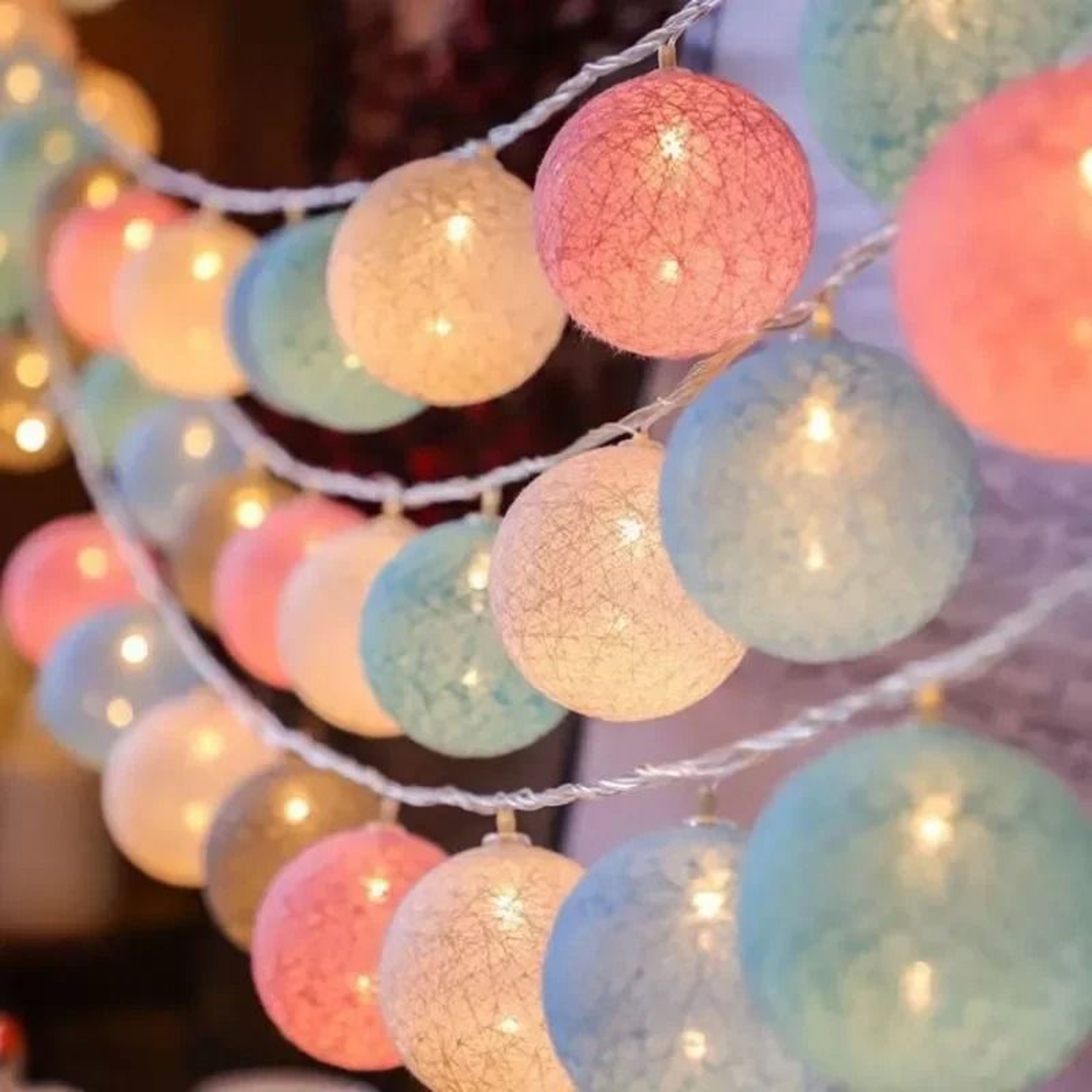 Macaron Cotton Ball USB String Lights 3