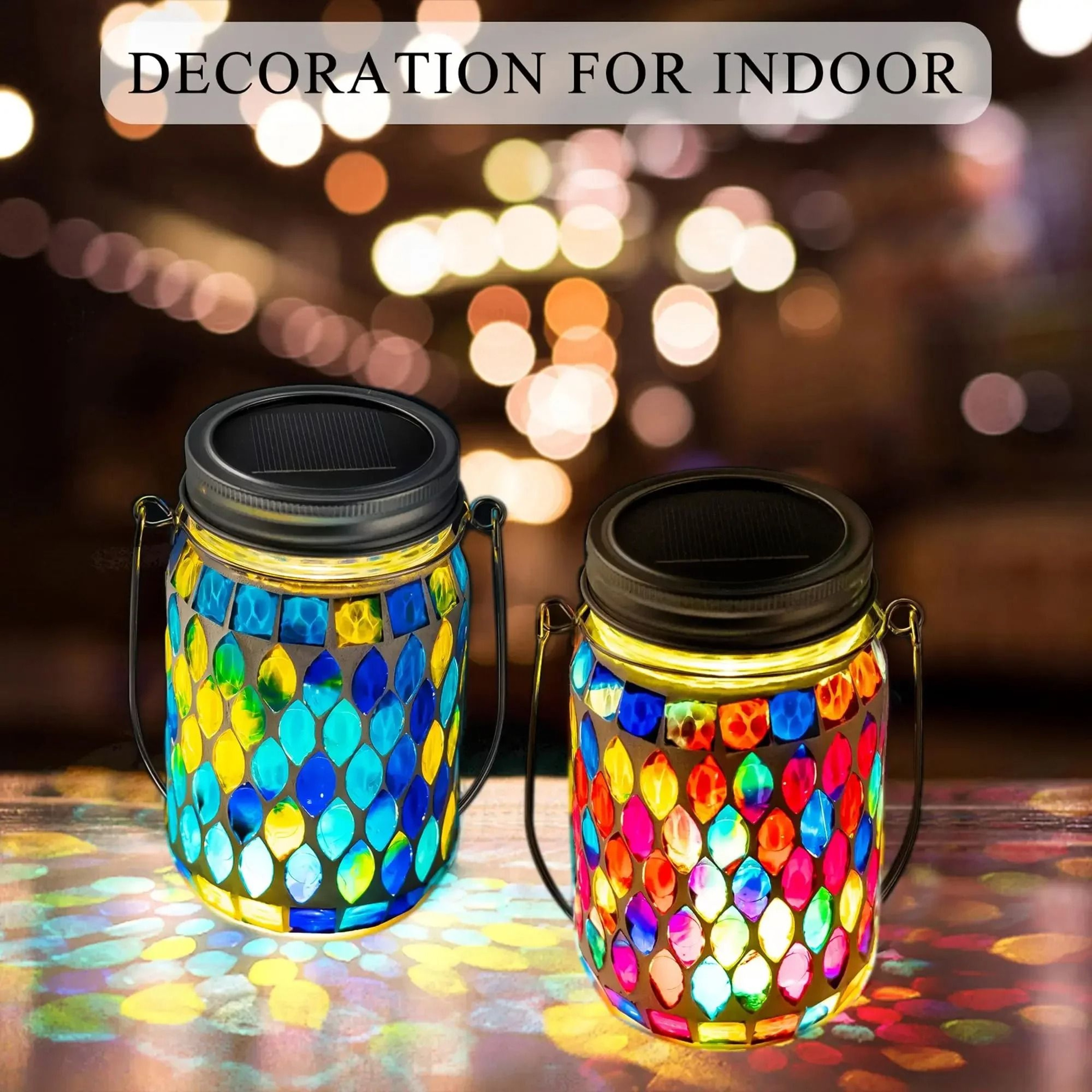 Artisanal Mosaic Solar Hanging Lantern 3