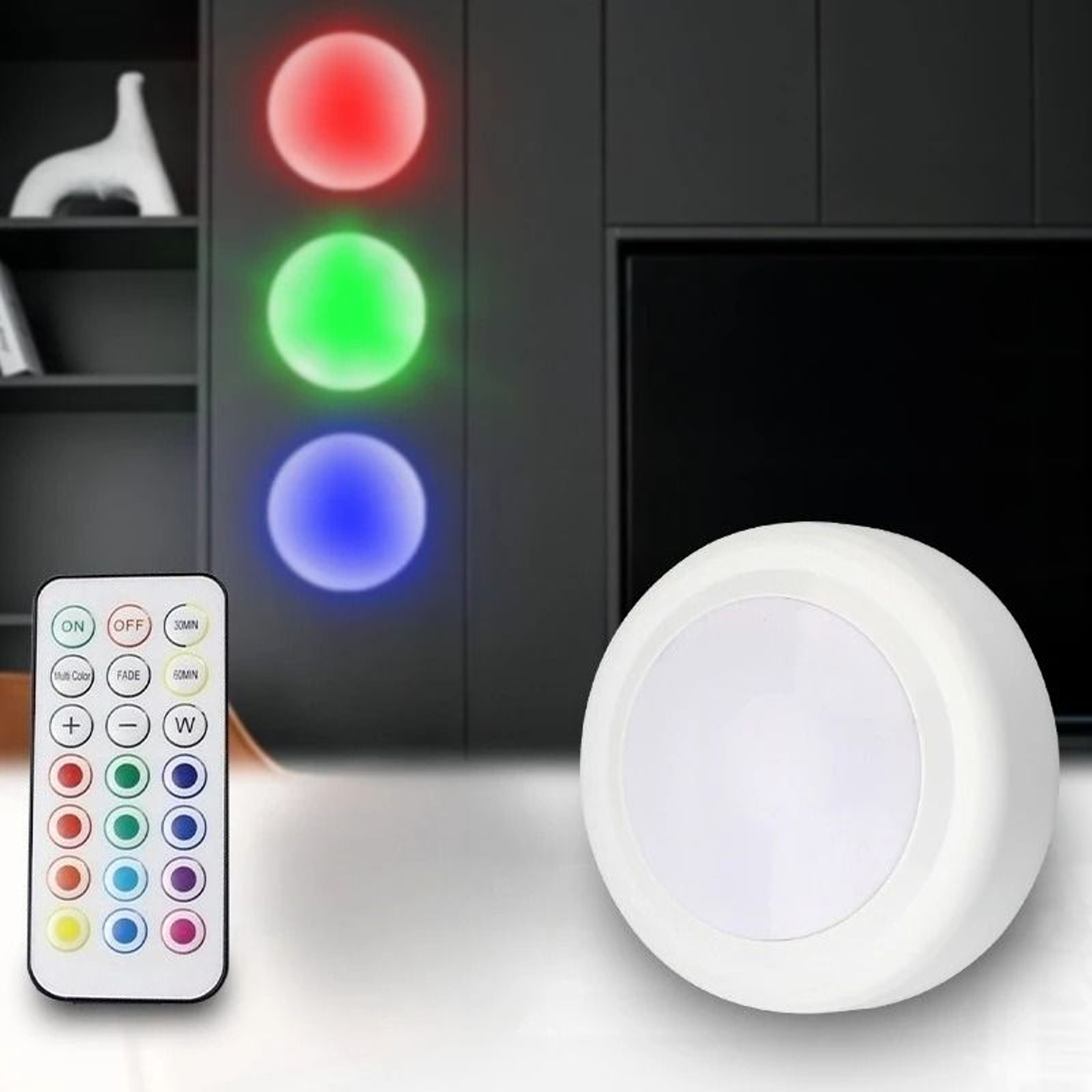 Mini Wireless Remote Control LED Puck Lights 0