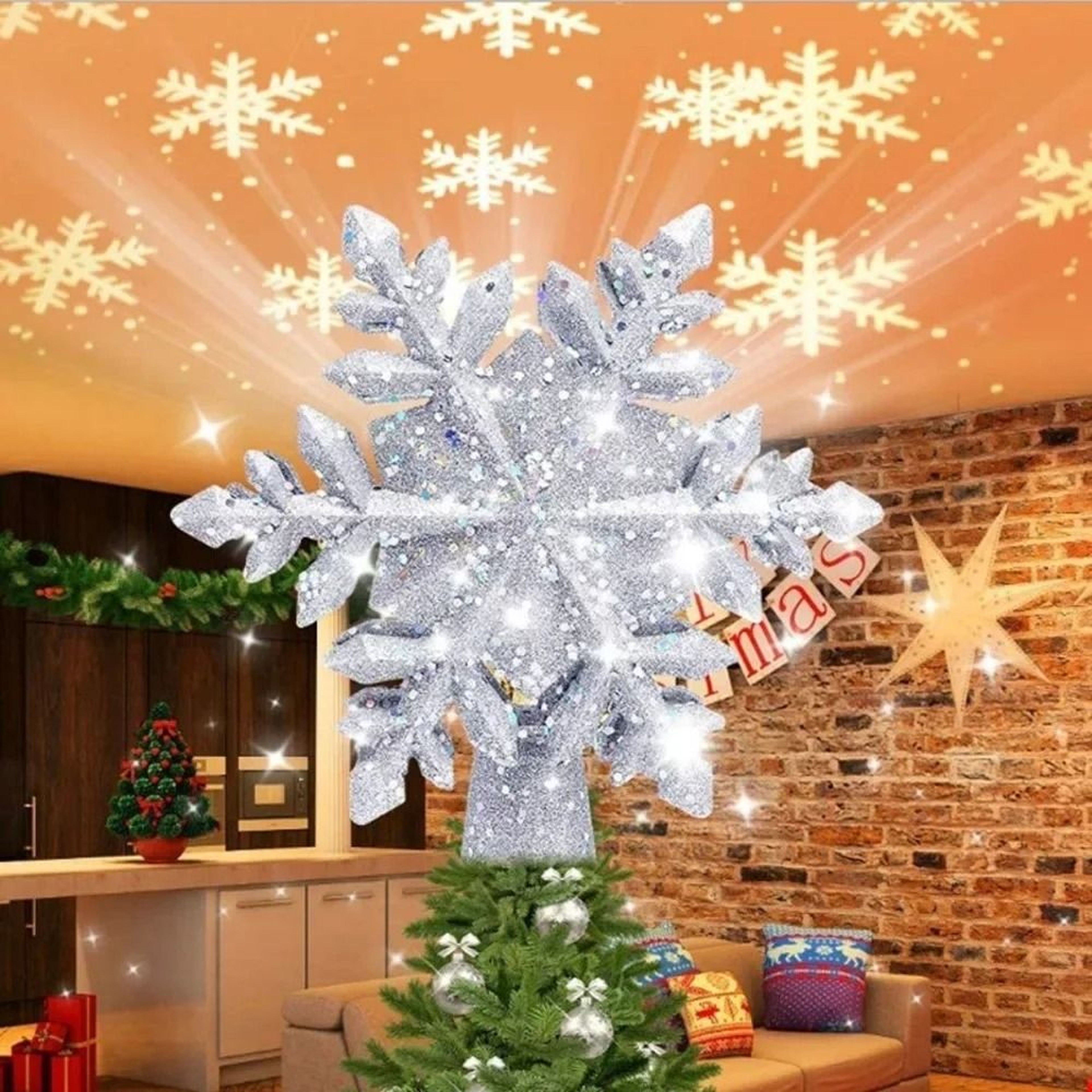 Snowflake Projector Christmas Tree Topper 0