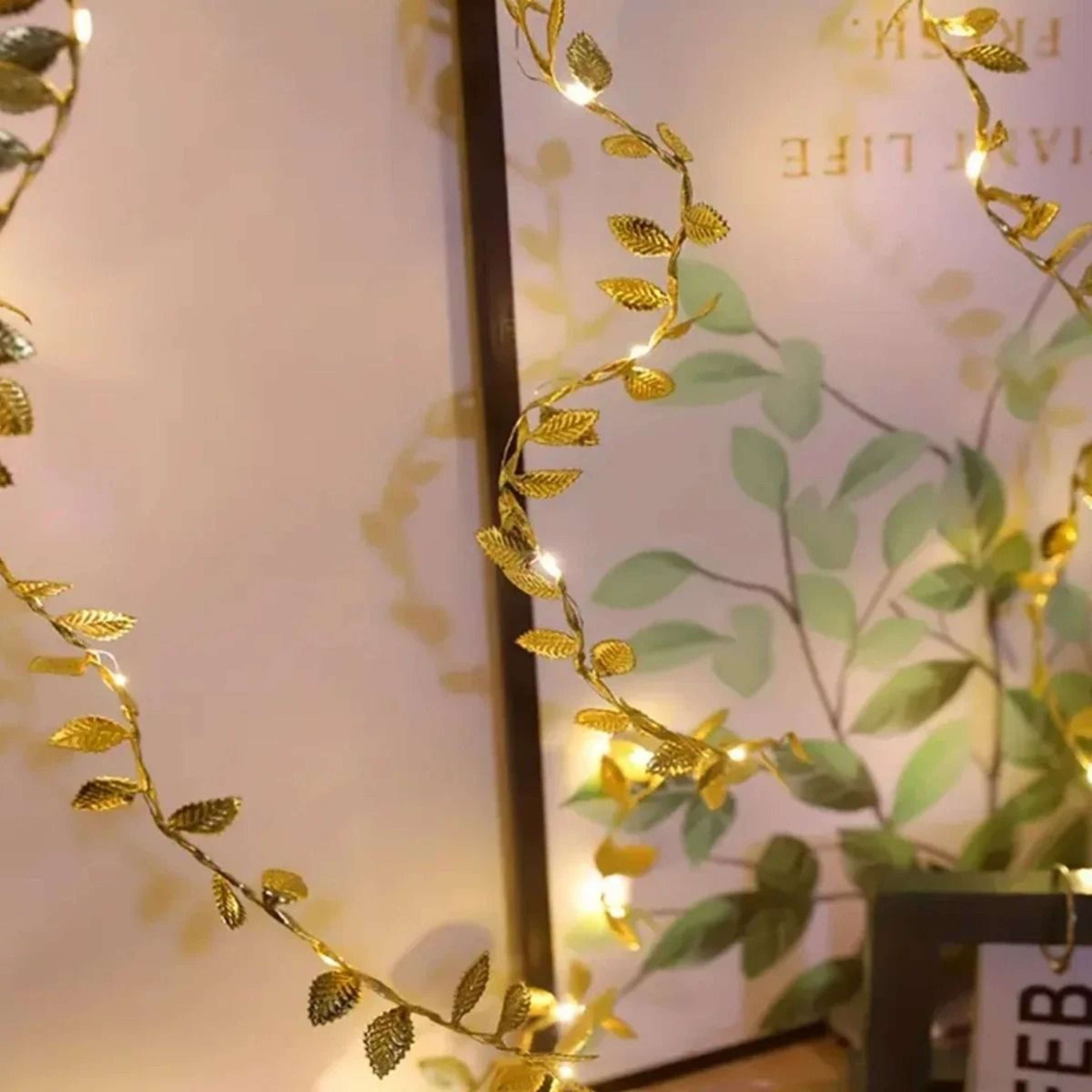 Gilded Willow Leaf Fairy String Lights 0