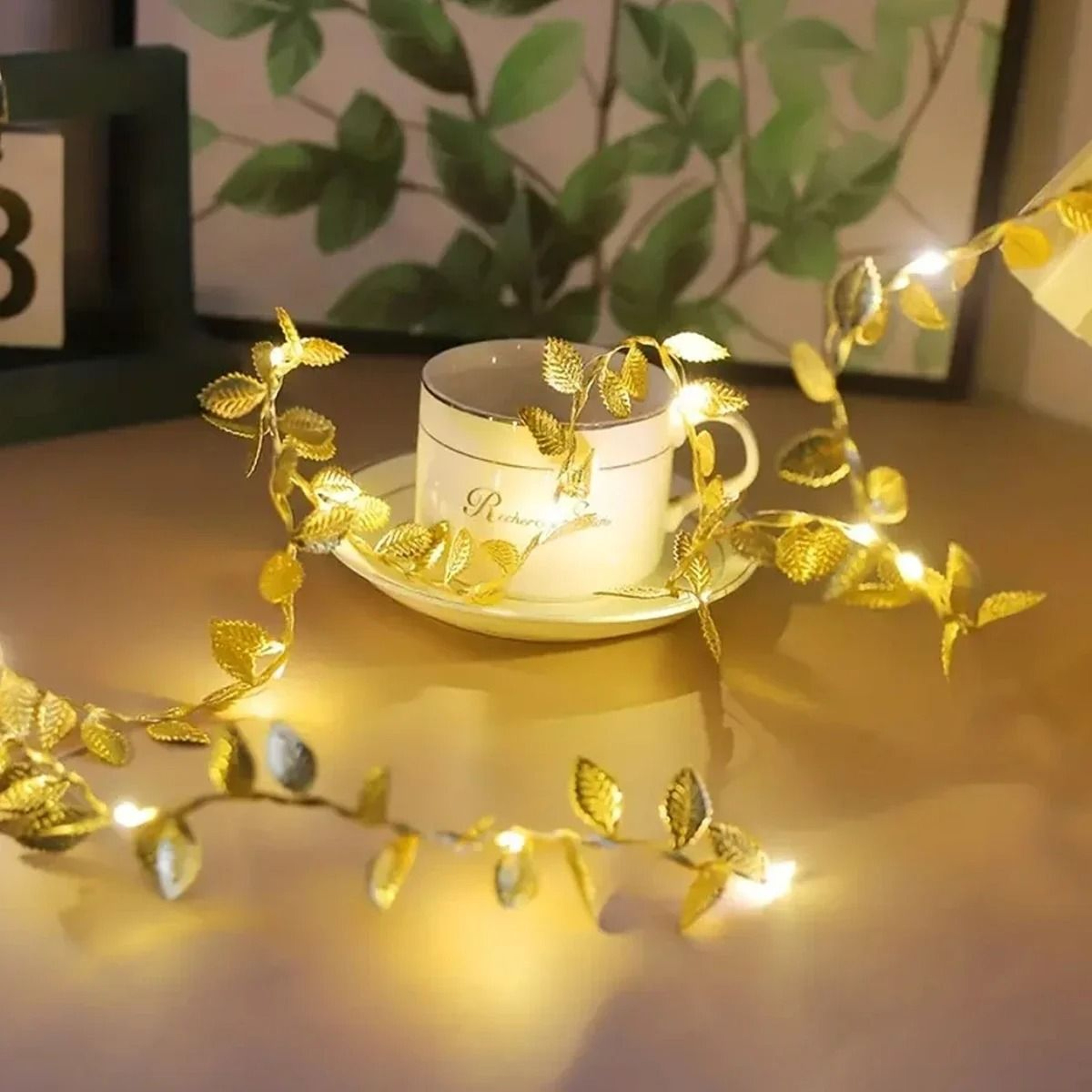 Gilded Willow Leaf Fairy String Lights 3