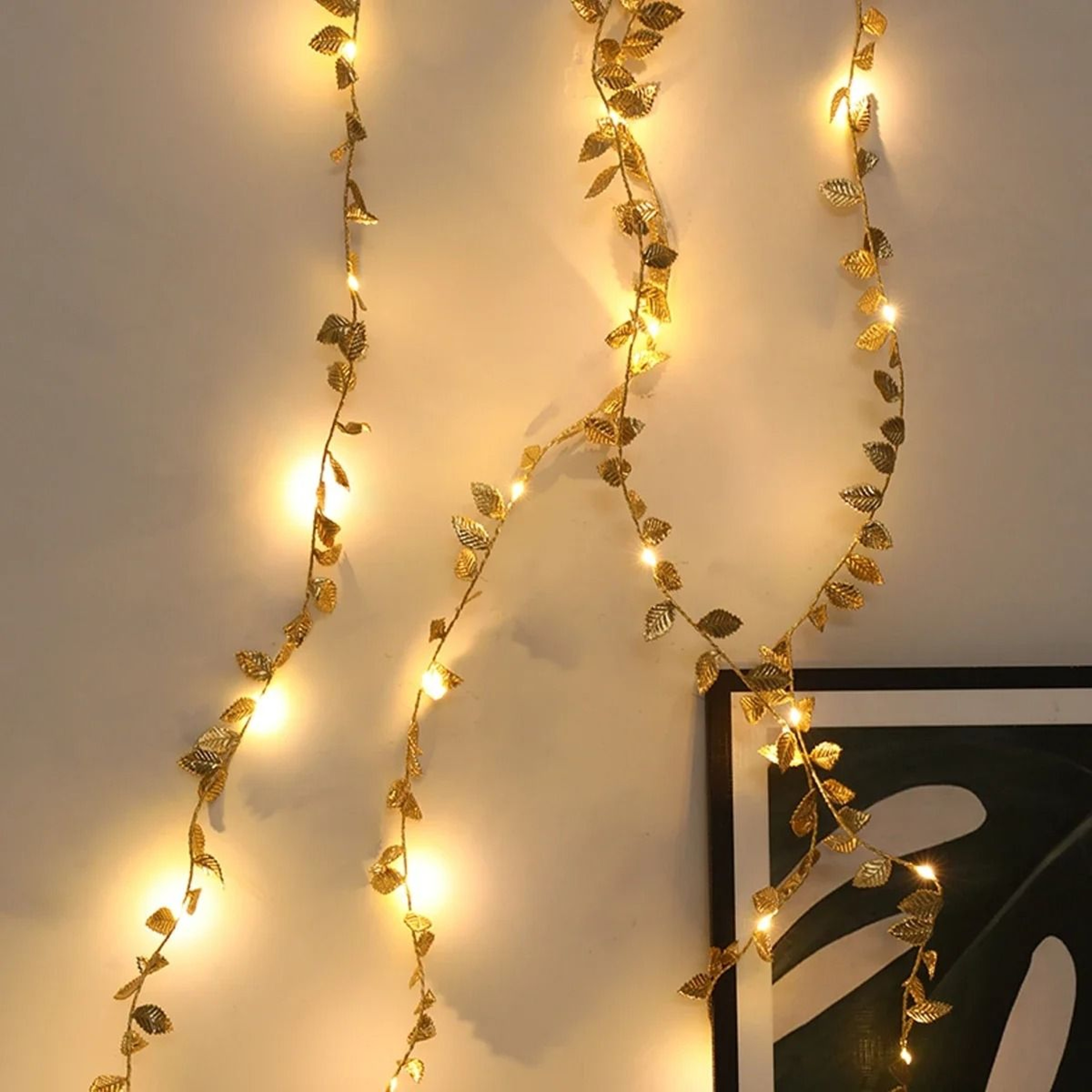 Gilded Willow Leaf Fairy String Lights 4