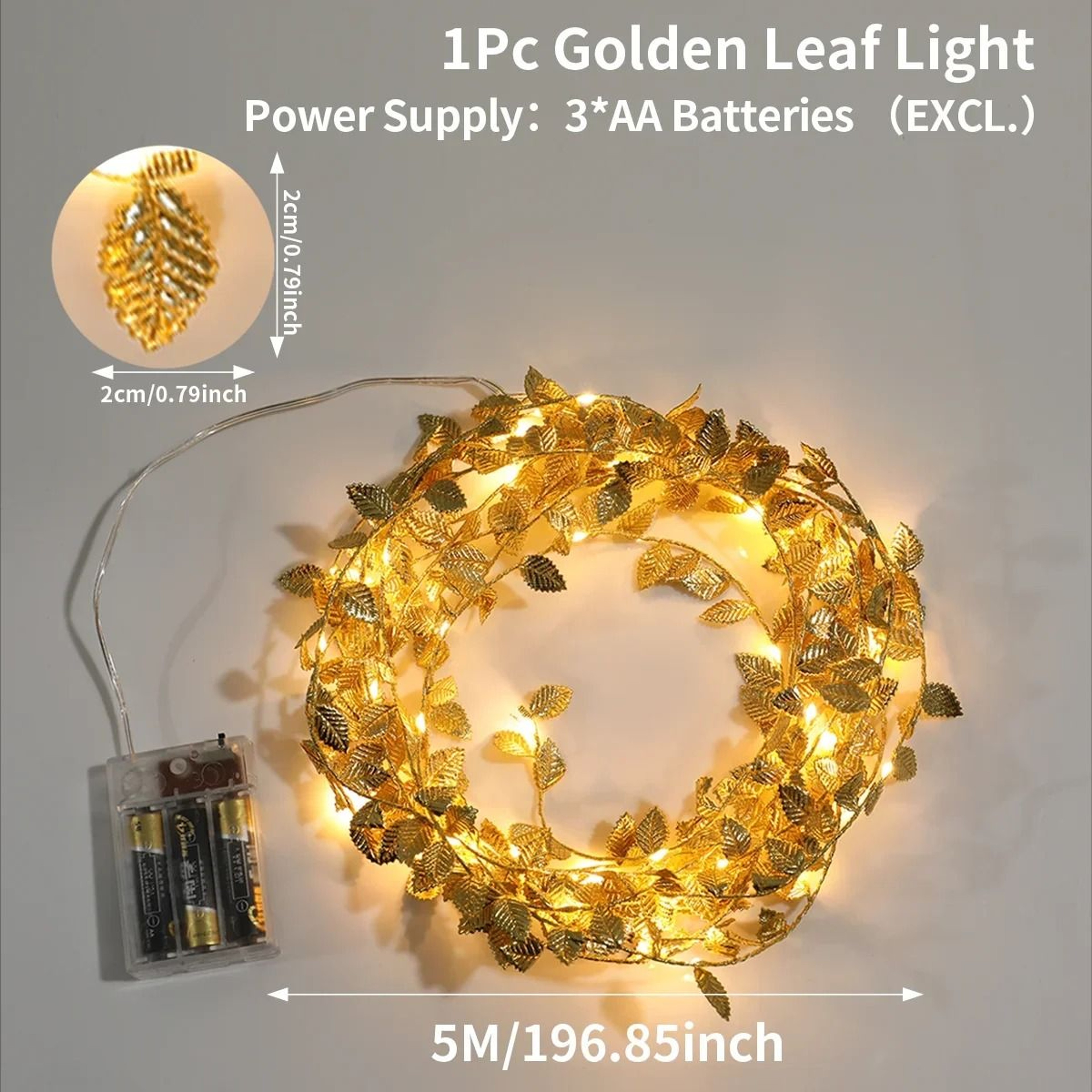 Gilded Willow Leaf Fairy String Lights 8