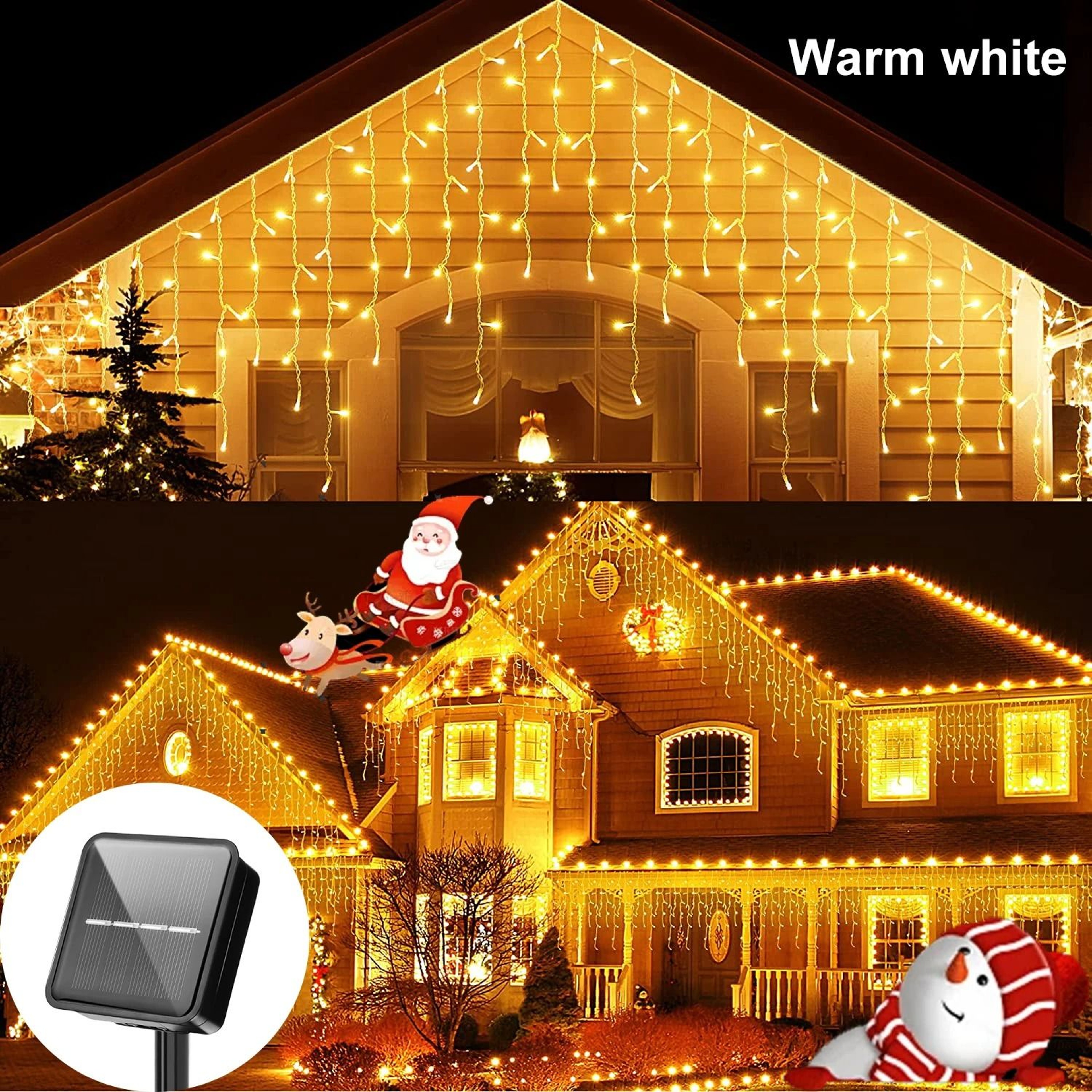 Solar Cascade Icicle Curtain Lights 8