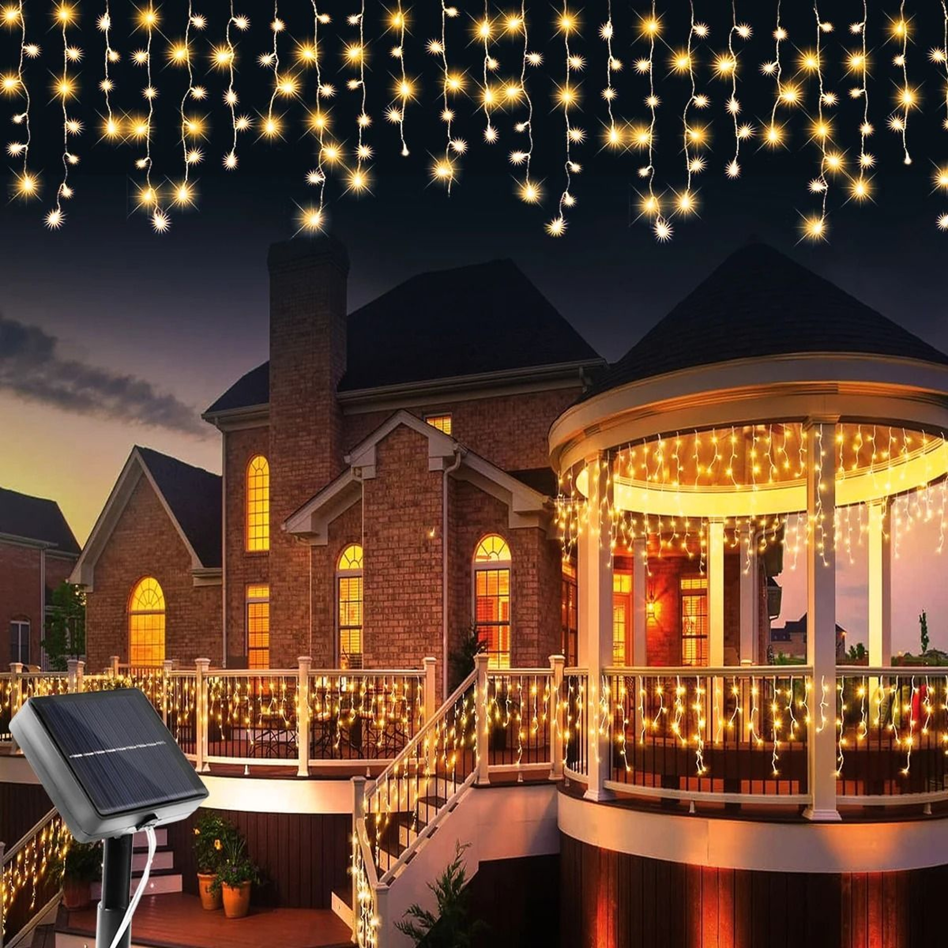 Solar Cascade Icicle Holiday Lights 3