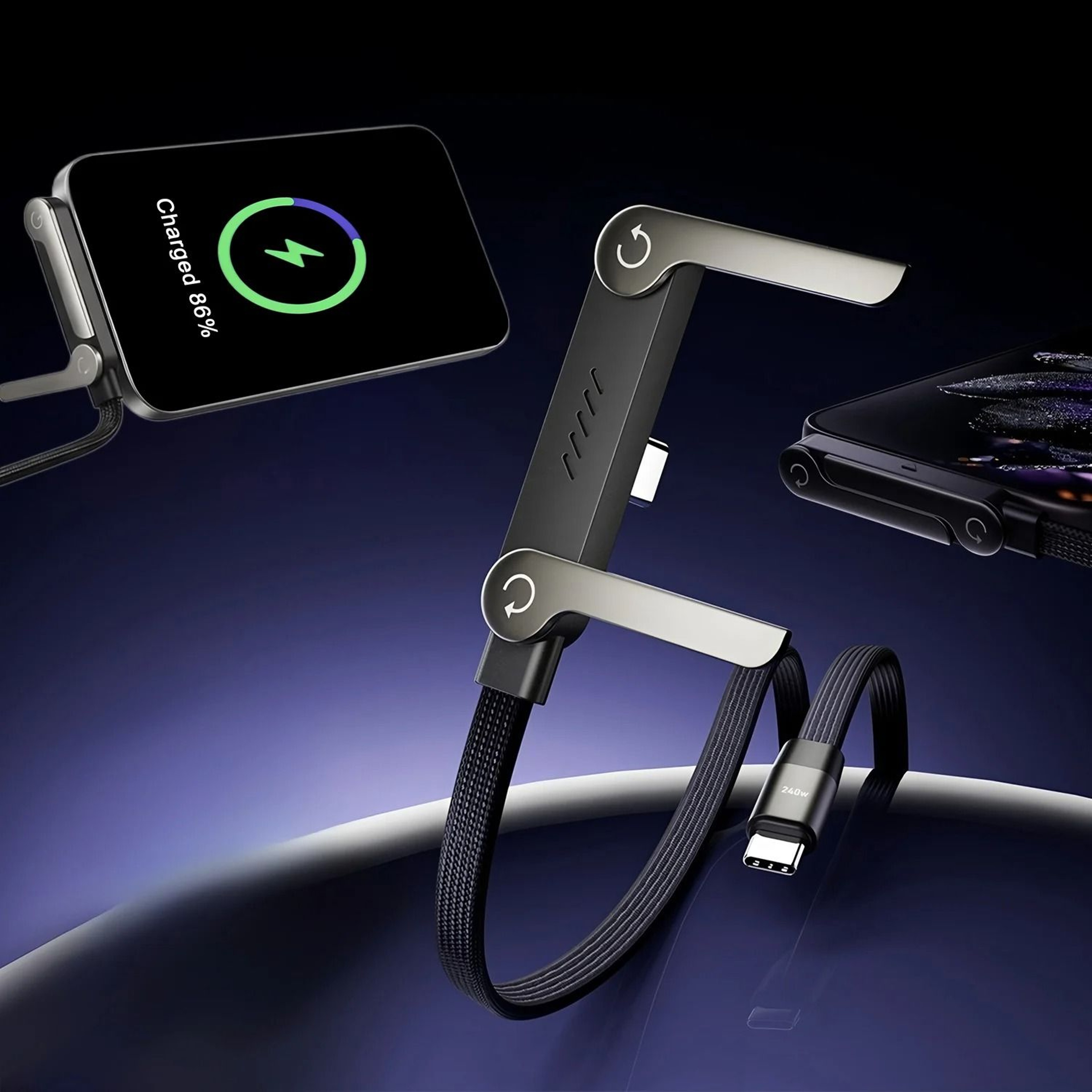 2in1 Foldable Fast Charging Stand  Data Cable 2