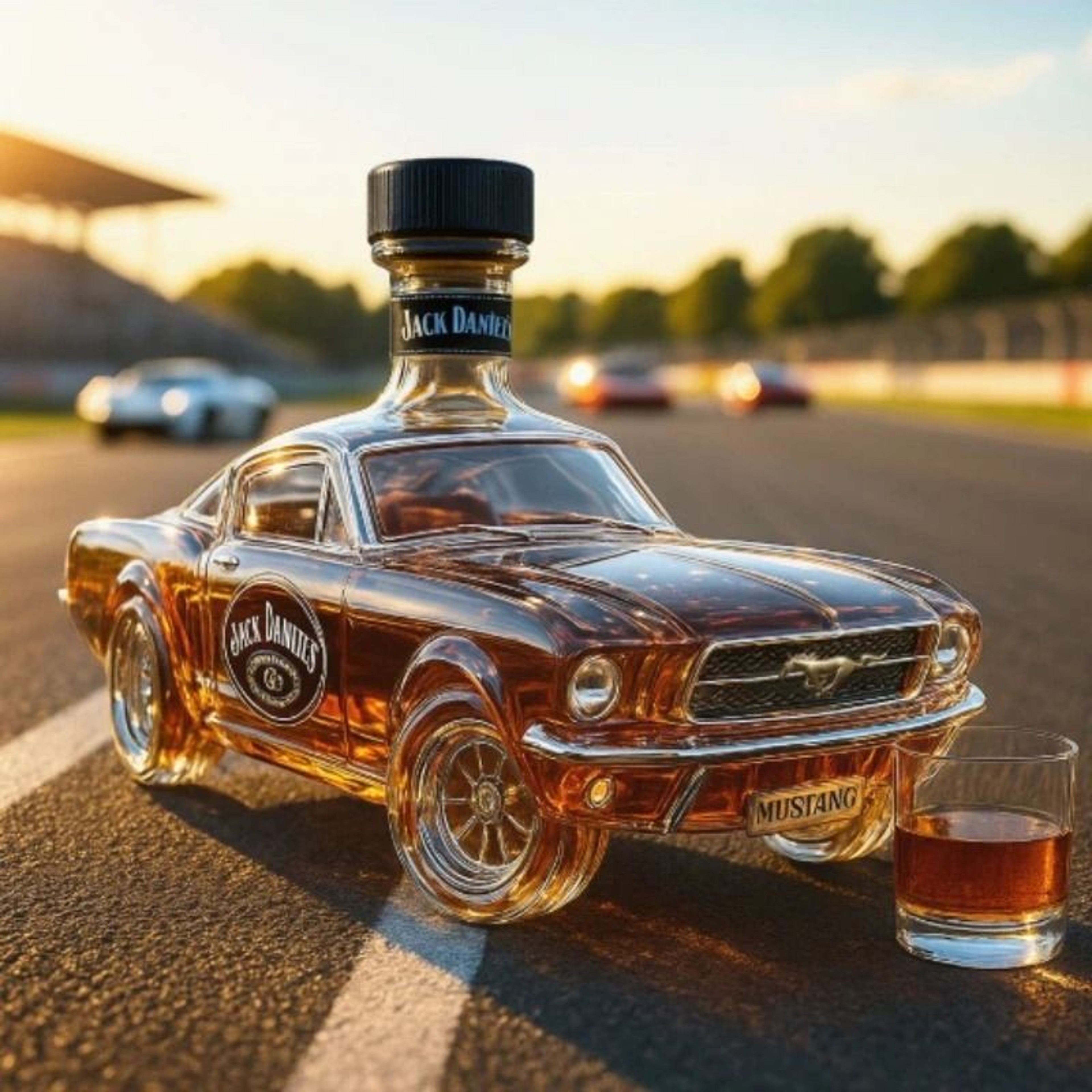 Mustang  Police Car Sculptural Glass Whiskey Decanter 2