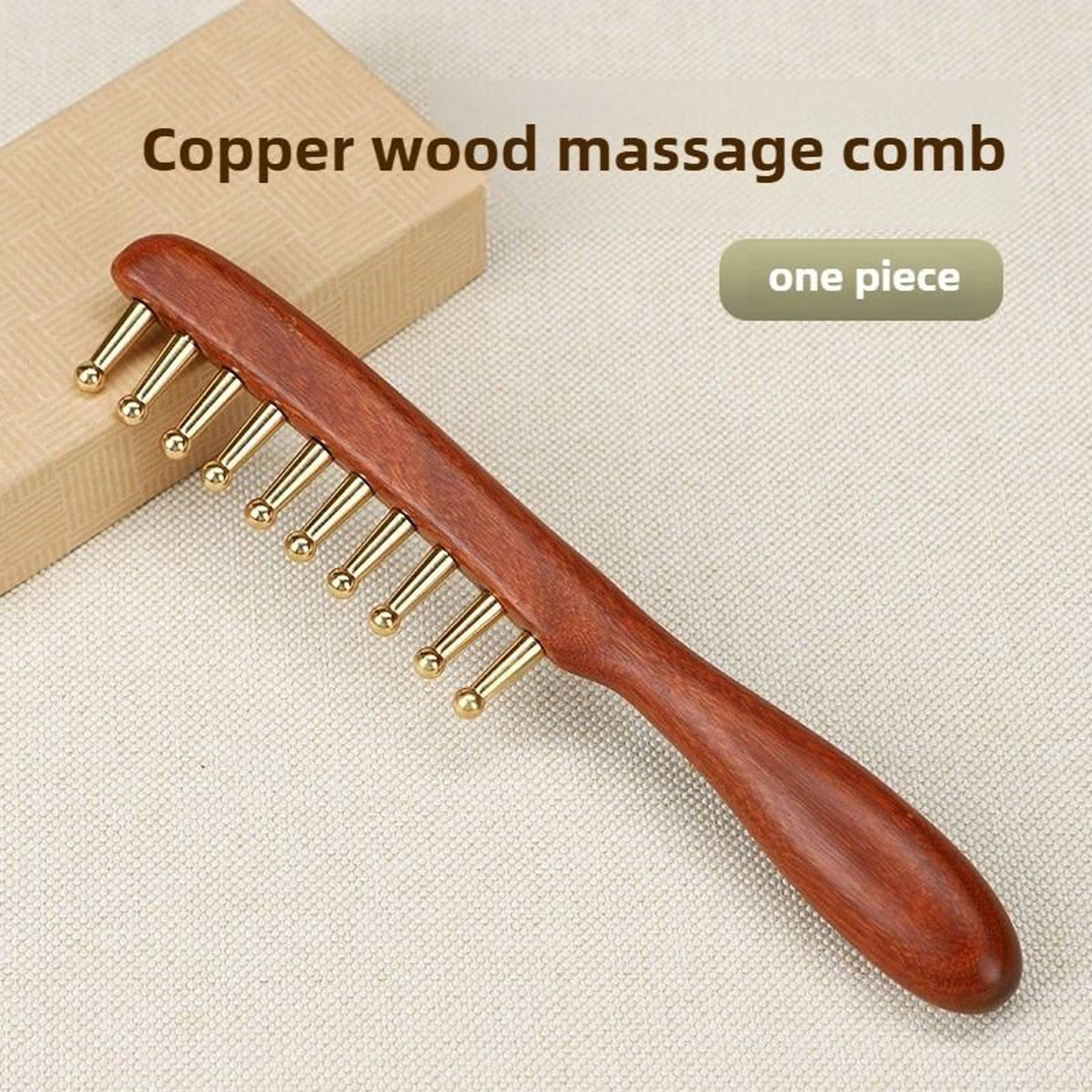 10Tooth Copper  Wood Meridian Massage Comb 5