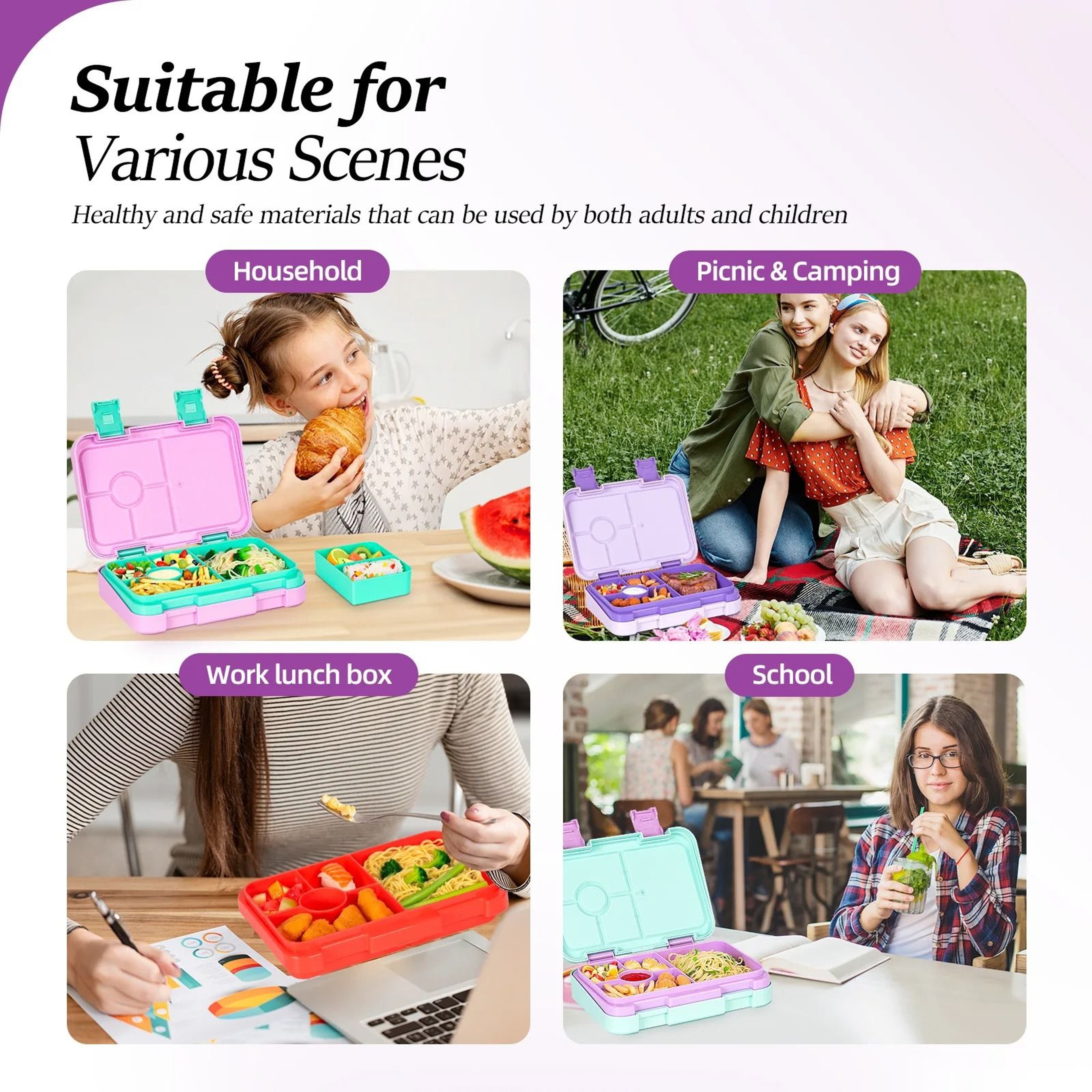 HighCapacity Cartoon Bento  Microwaveable Lunch Box 3