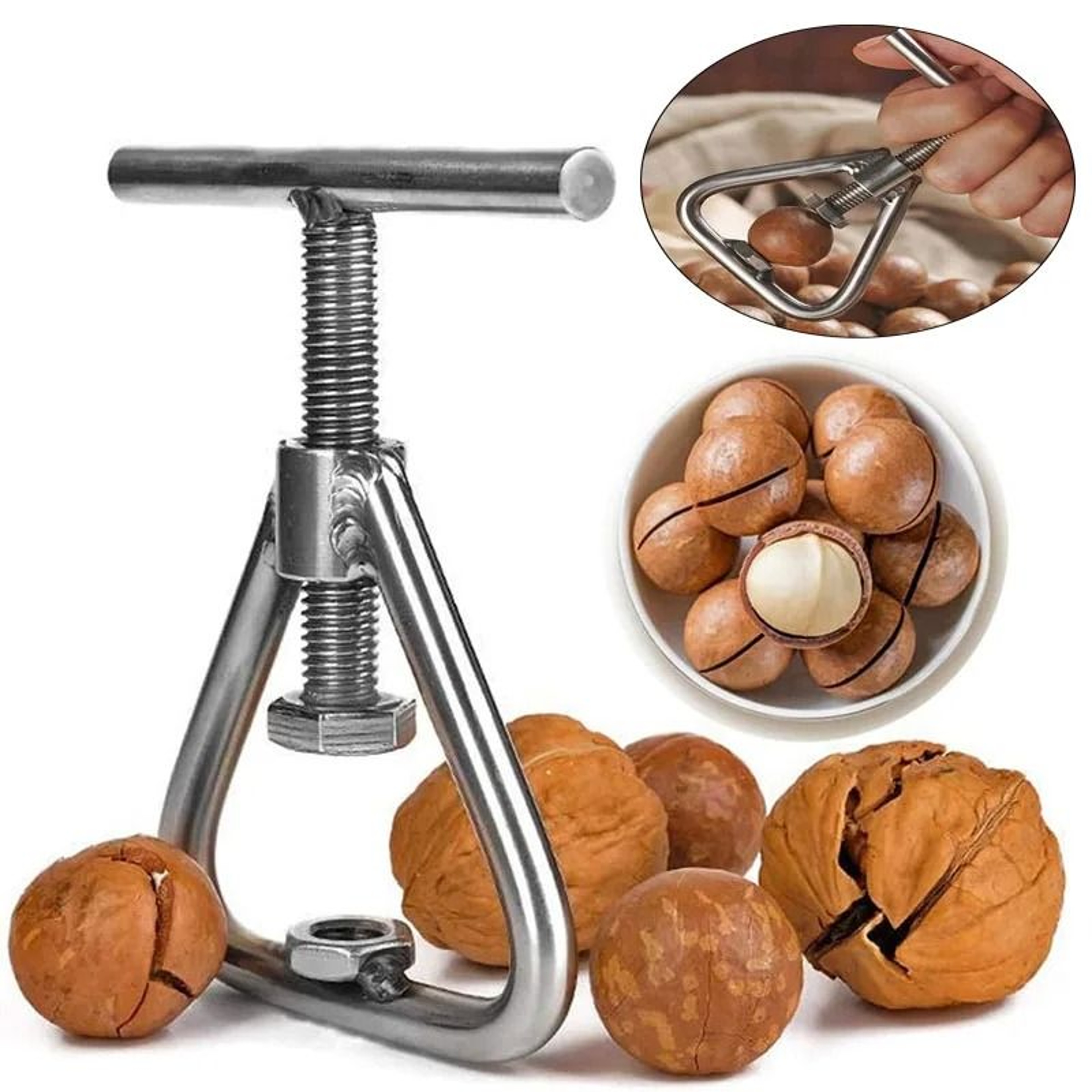 Stainless Steel HeavyDuty Nut Cracker With Adjustable Screw Mechanism 0