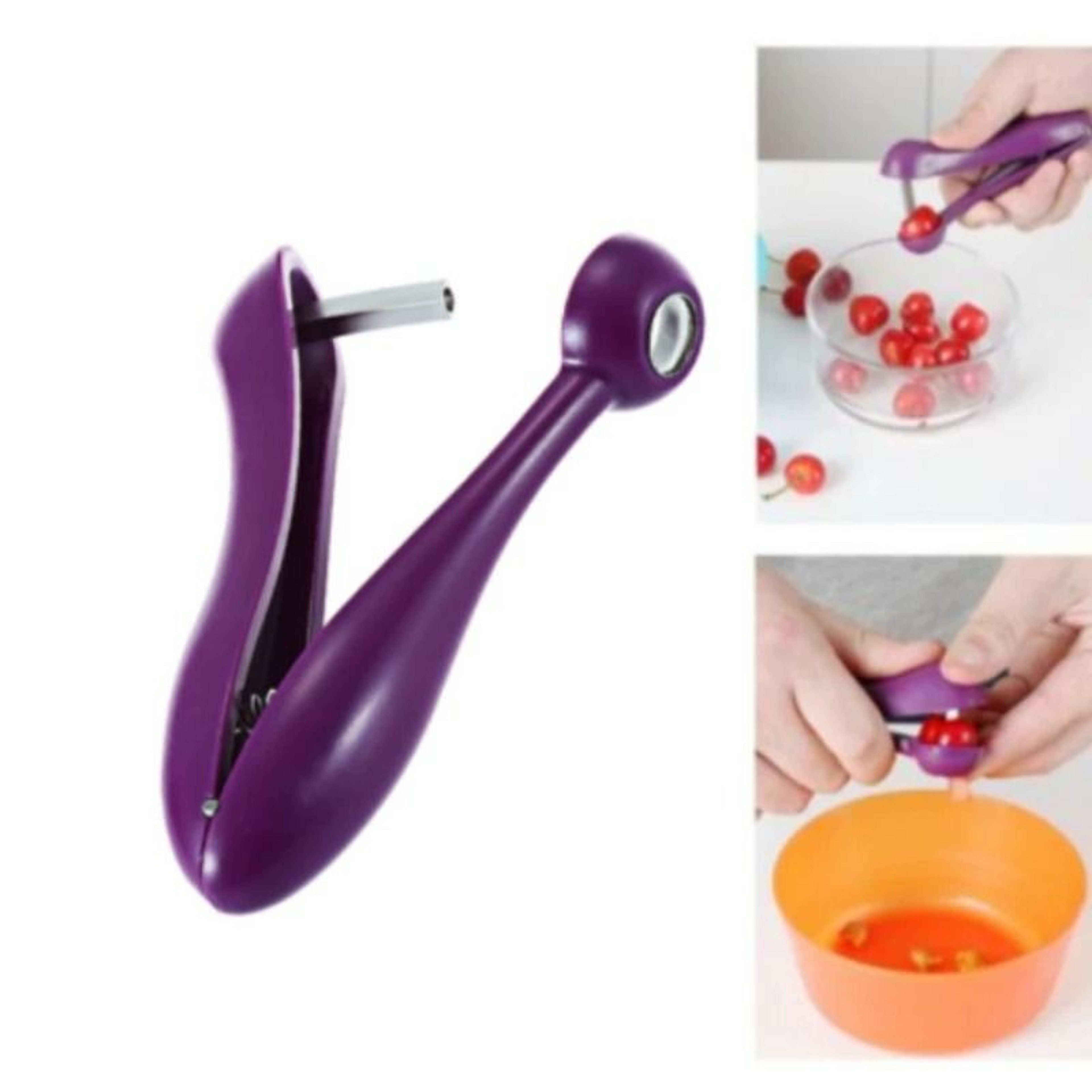 Precision Handheld Cherry  Olive Pitter With SplashGuard Design 6