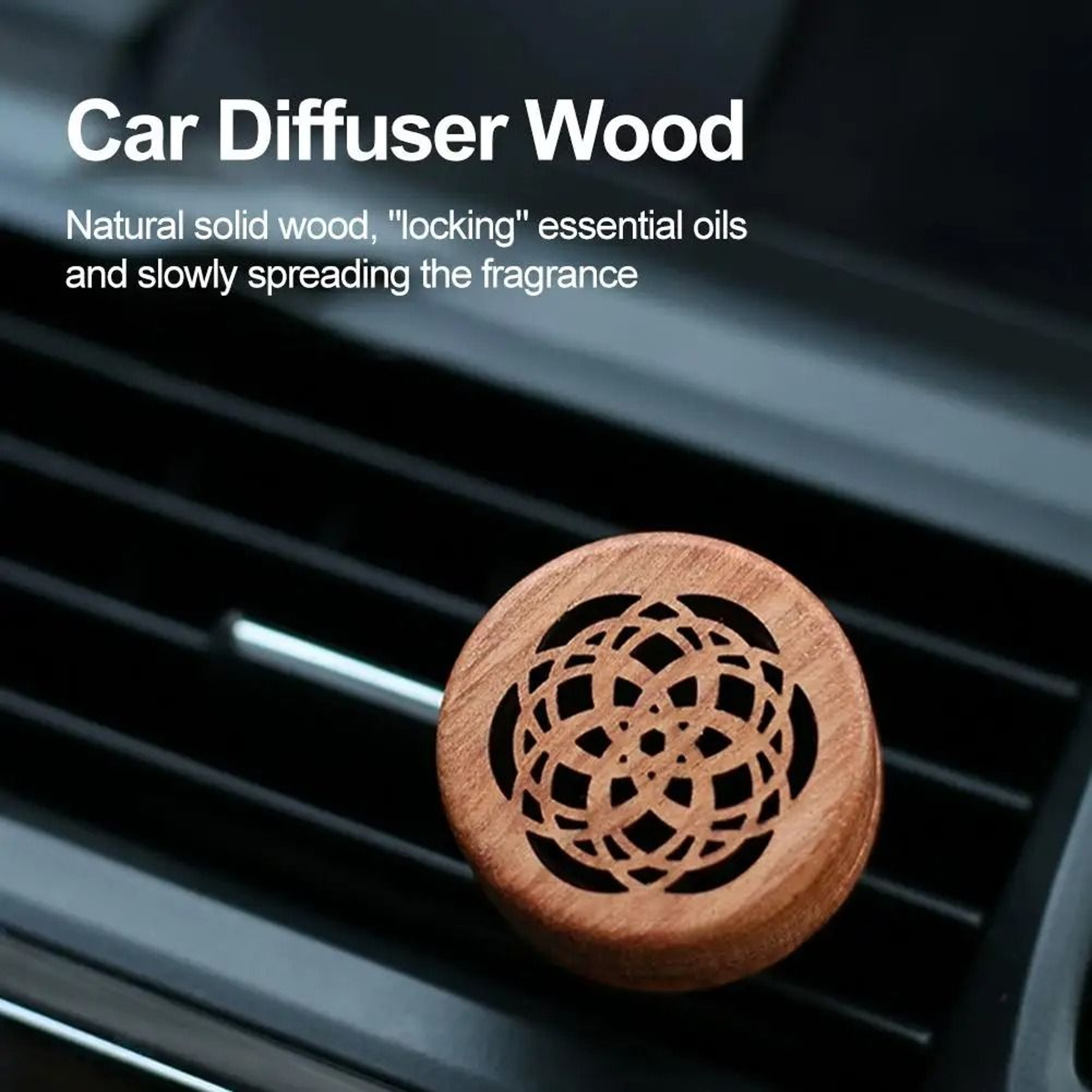 HandCarved Rosewood Essential Oil Car Diffuser  Aromatherapy Clip 2