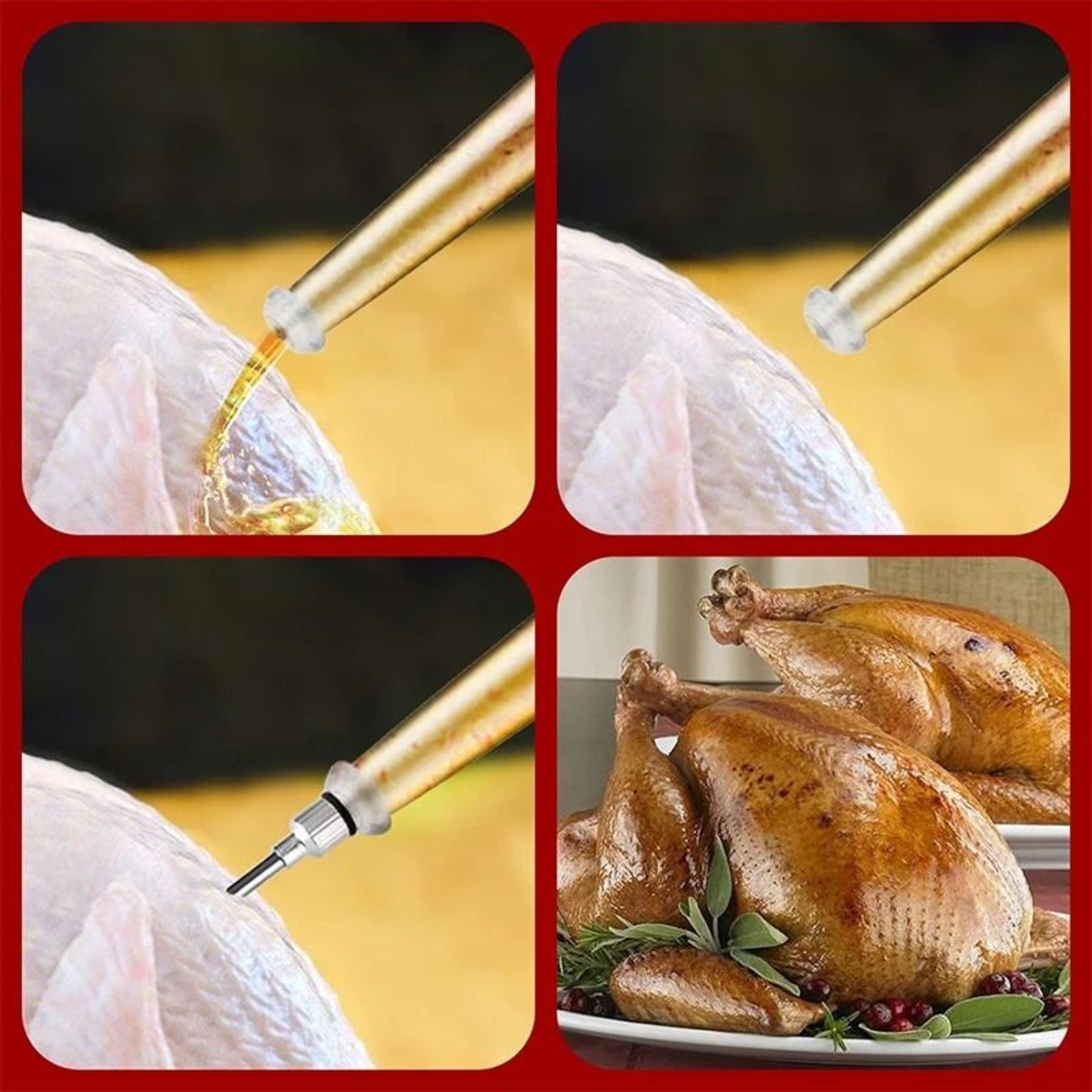 Stainless Steel Turkey Baster  Meat Injector Kit 5