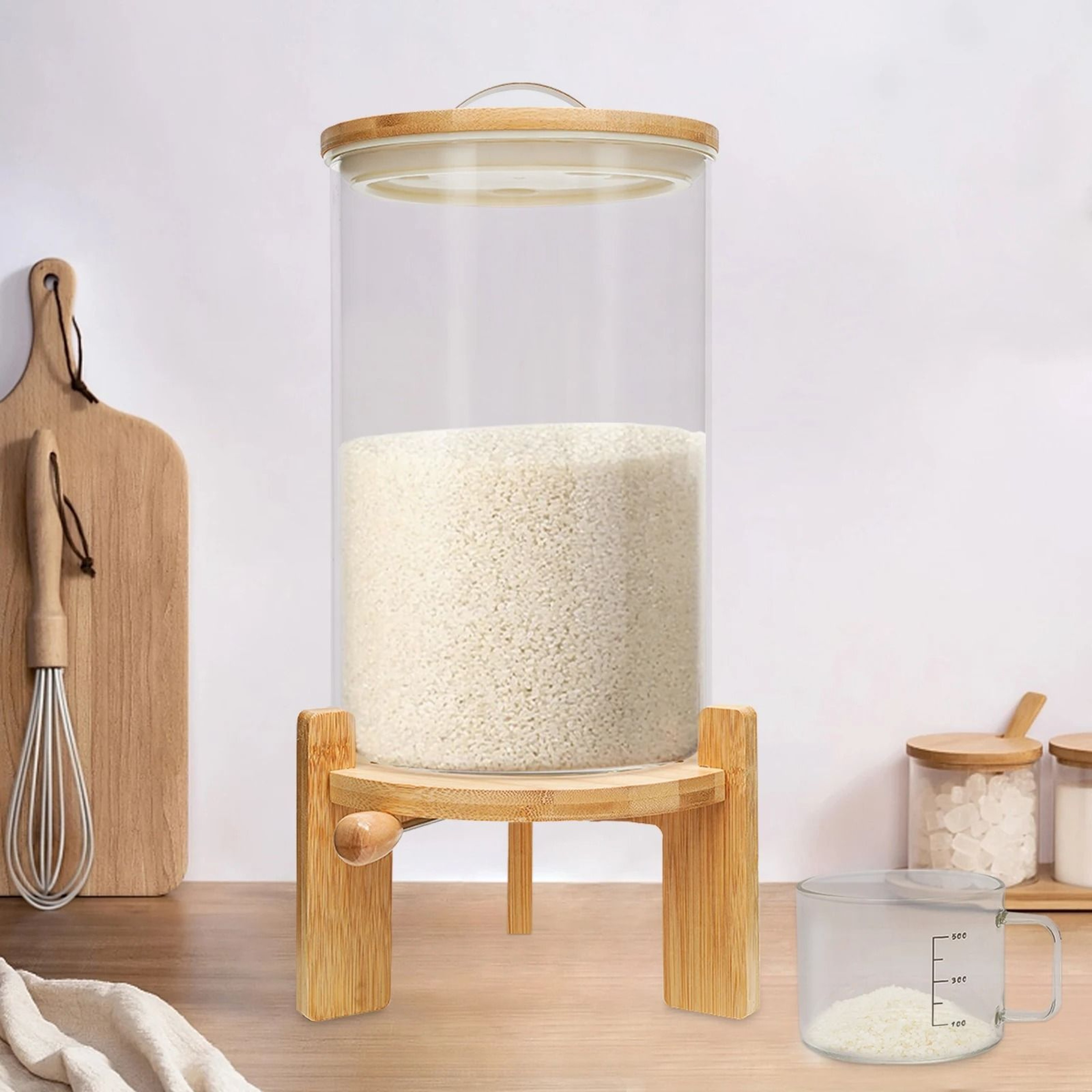 75L Glass Cereal Dispenser  LargeCapacity Grain Storage 4
