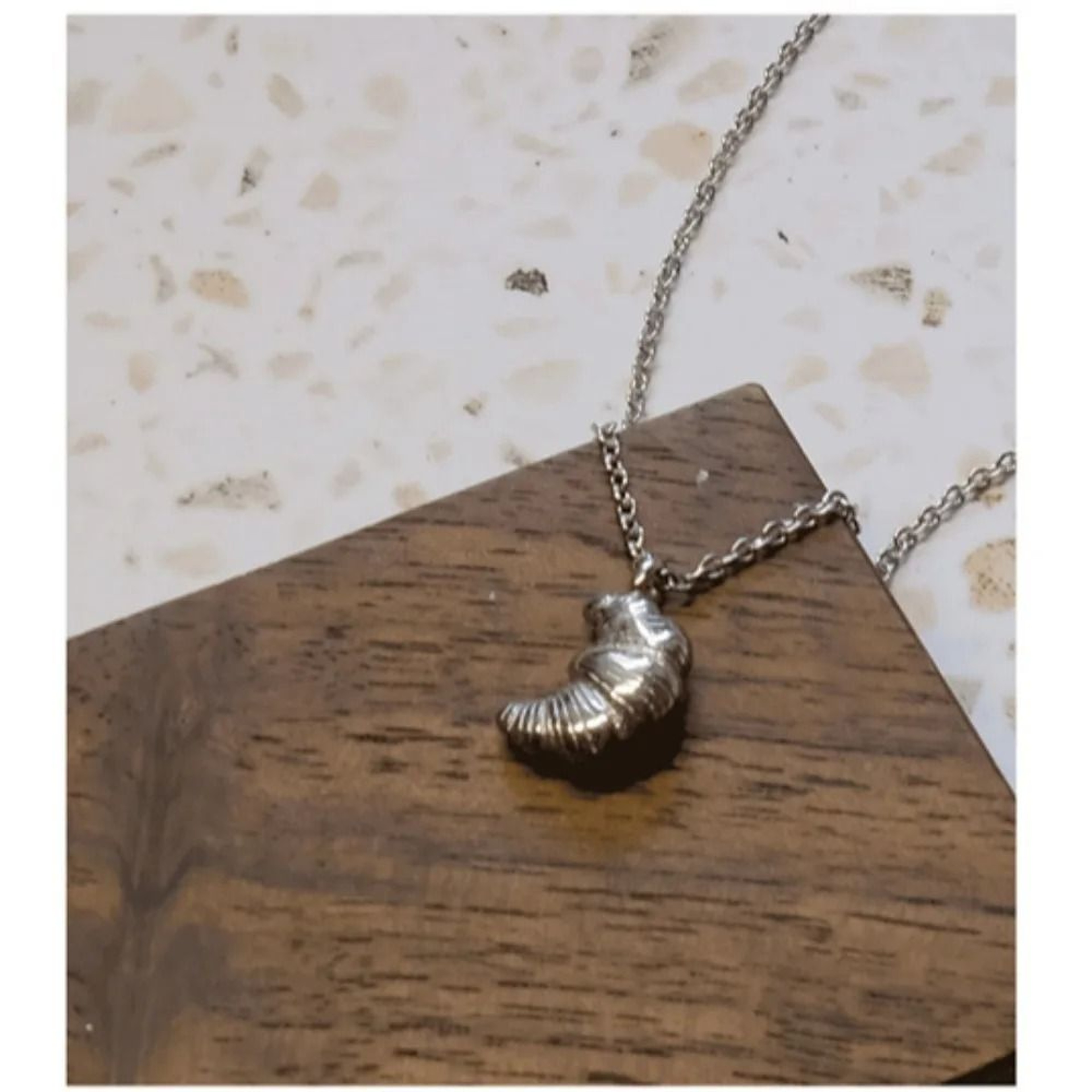 Artisan Geometric Croissant Pendant And Minimalist Gold Choker 3