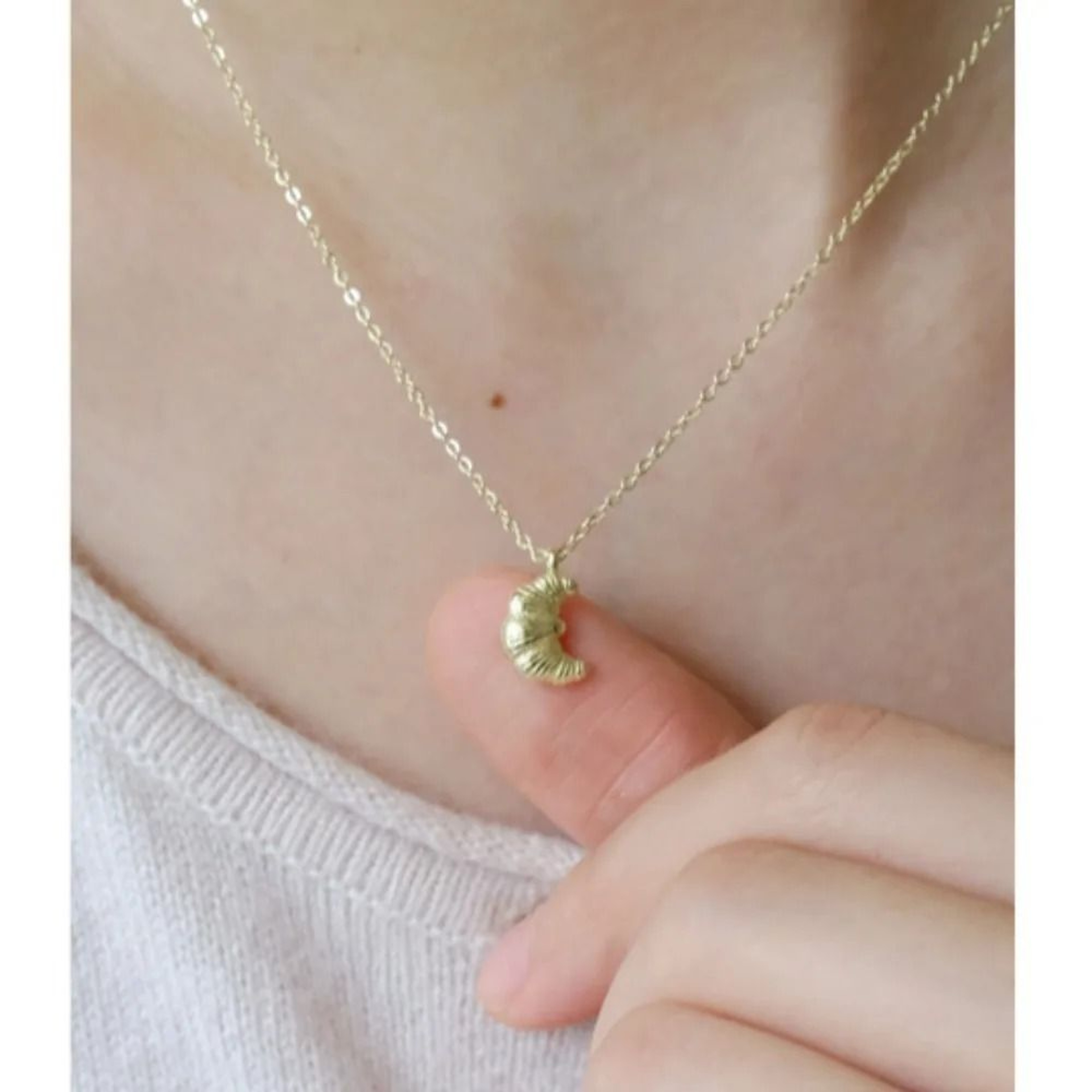 Artisan Geometric Croissant Pendant And Minimalist Gold Choker 6