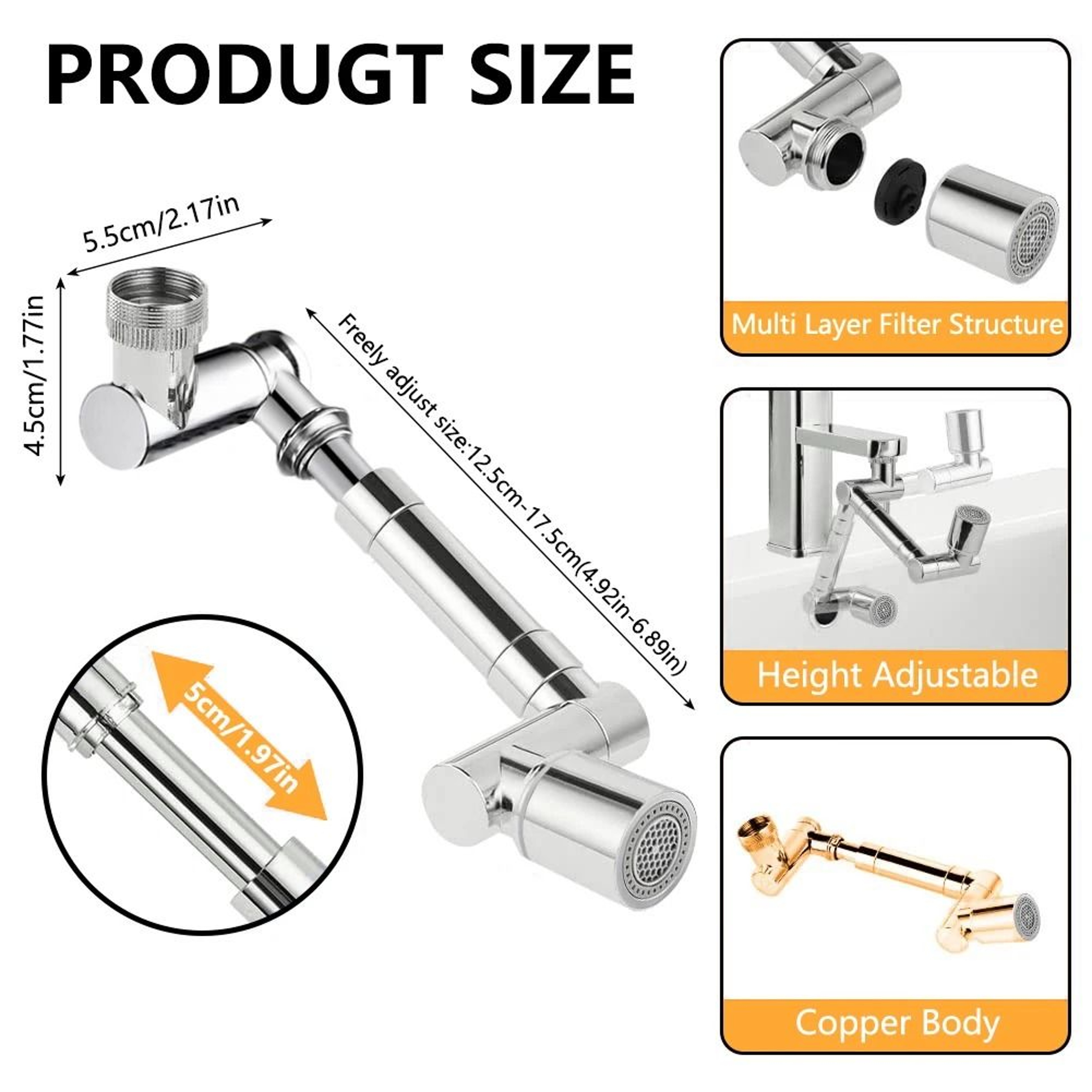 Ultimate 1440 Swivel Faucet Extender And Universal Robotic Arm Aerator 5