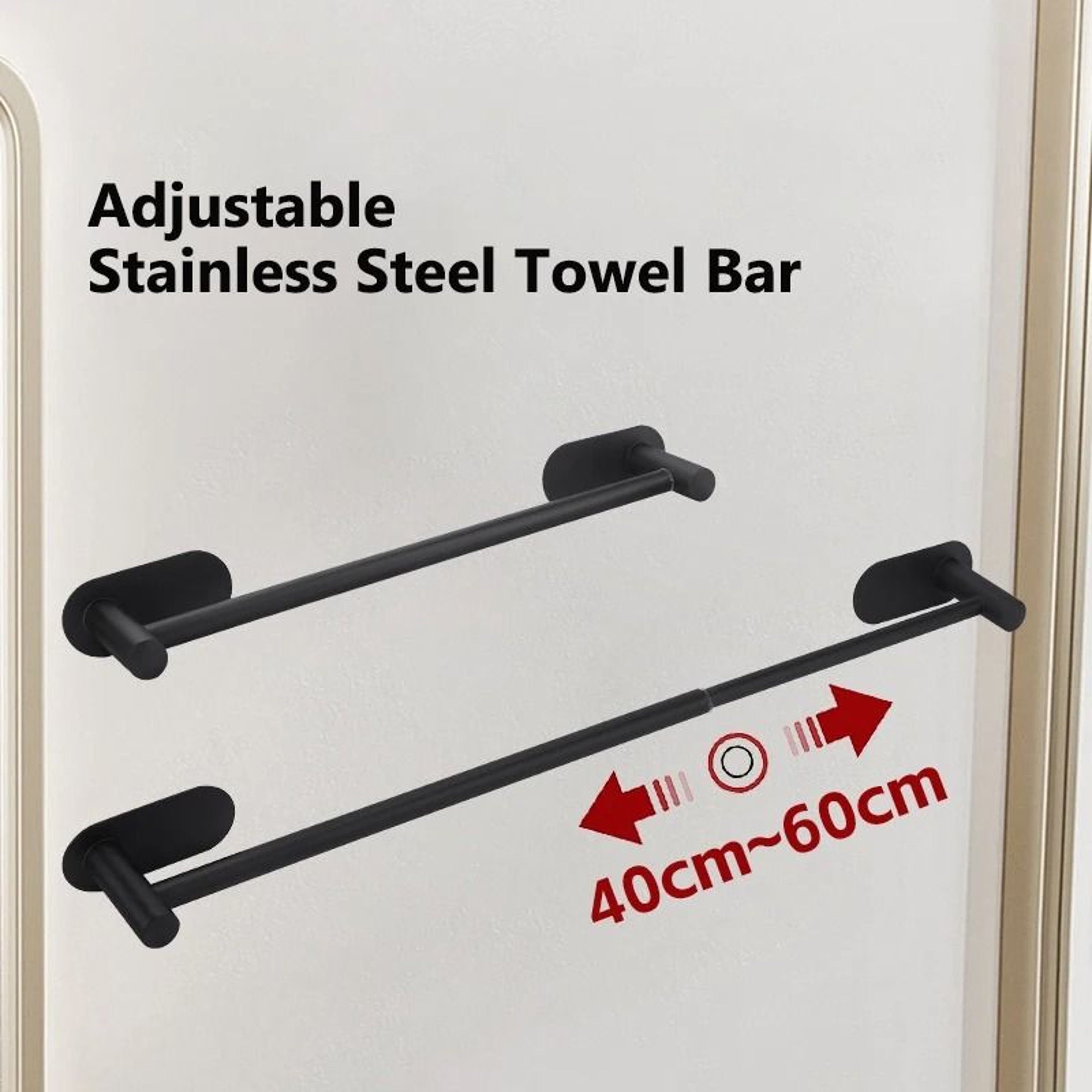 Adjustable Stainless Steel Towel Bar  SUS304 Rustproof Bathroom Wall Rack 0