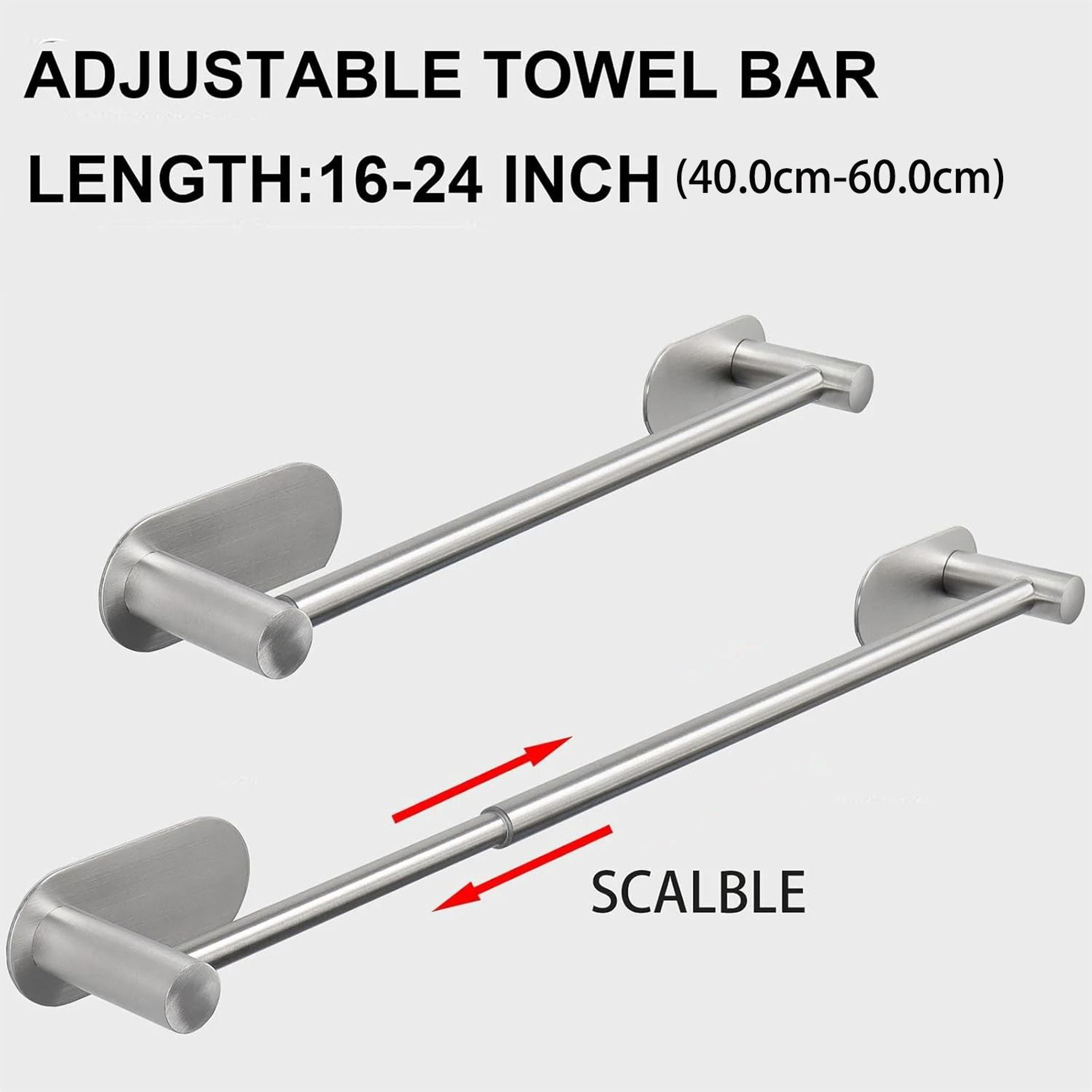 Adjustable Stainless Steel Towel Bar  SUS304 Rustproof Bathroom Wall Rack 7