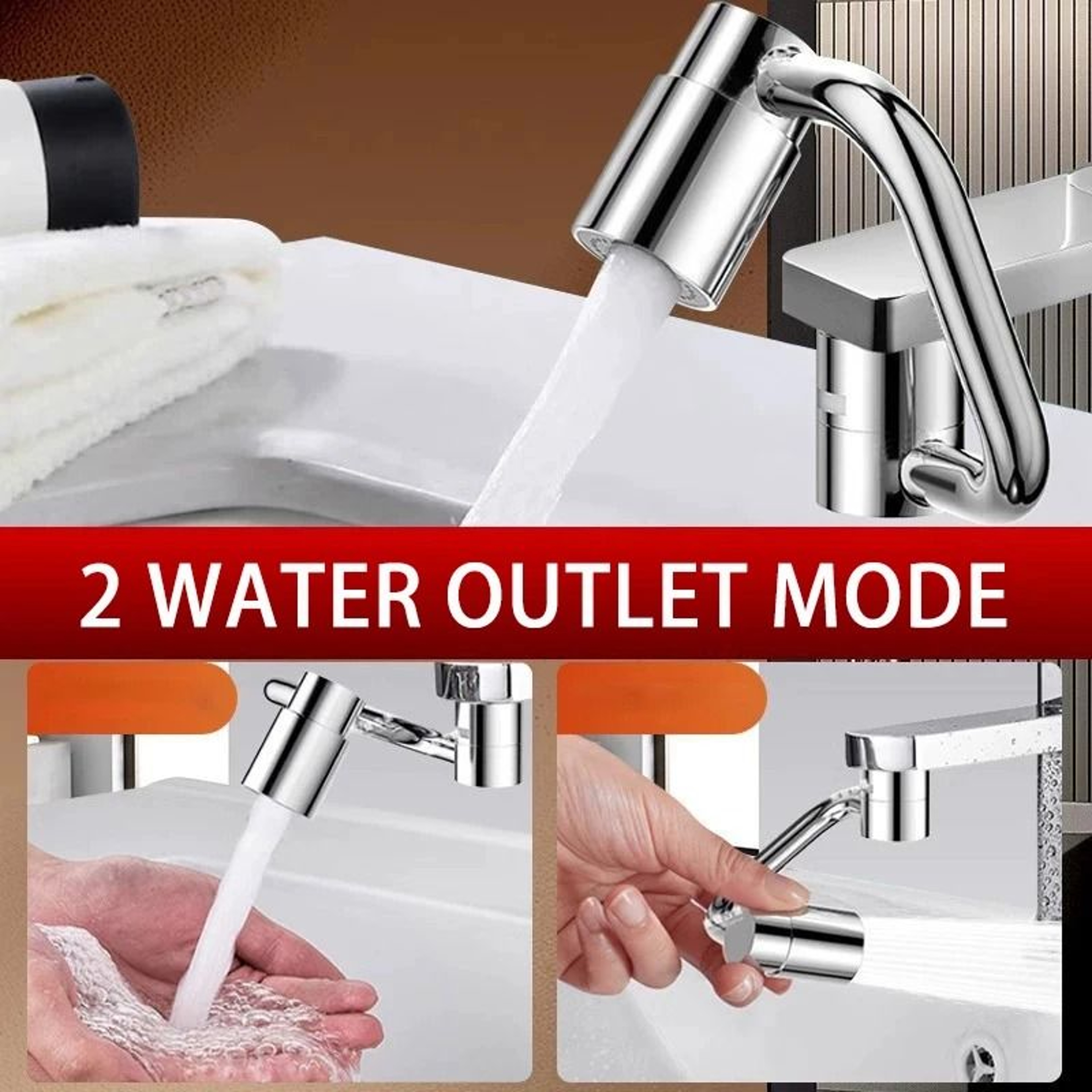 1080 Rotatable AntiSplash Faucet Aerator  Universal Bathroom  Kitchen Tap Extender 3