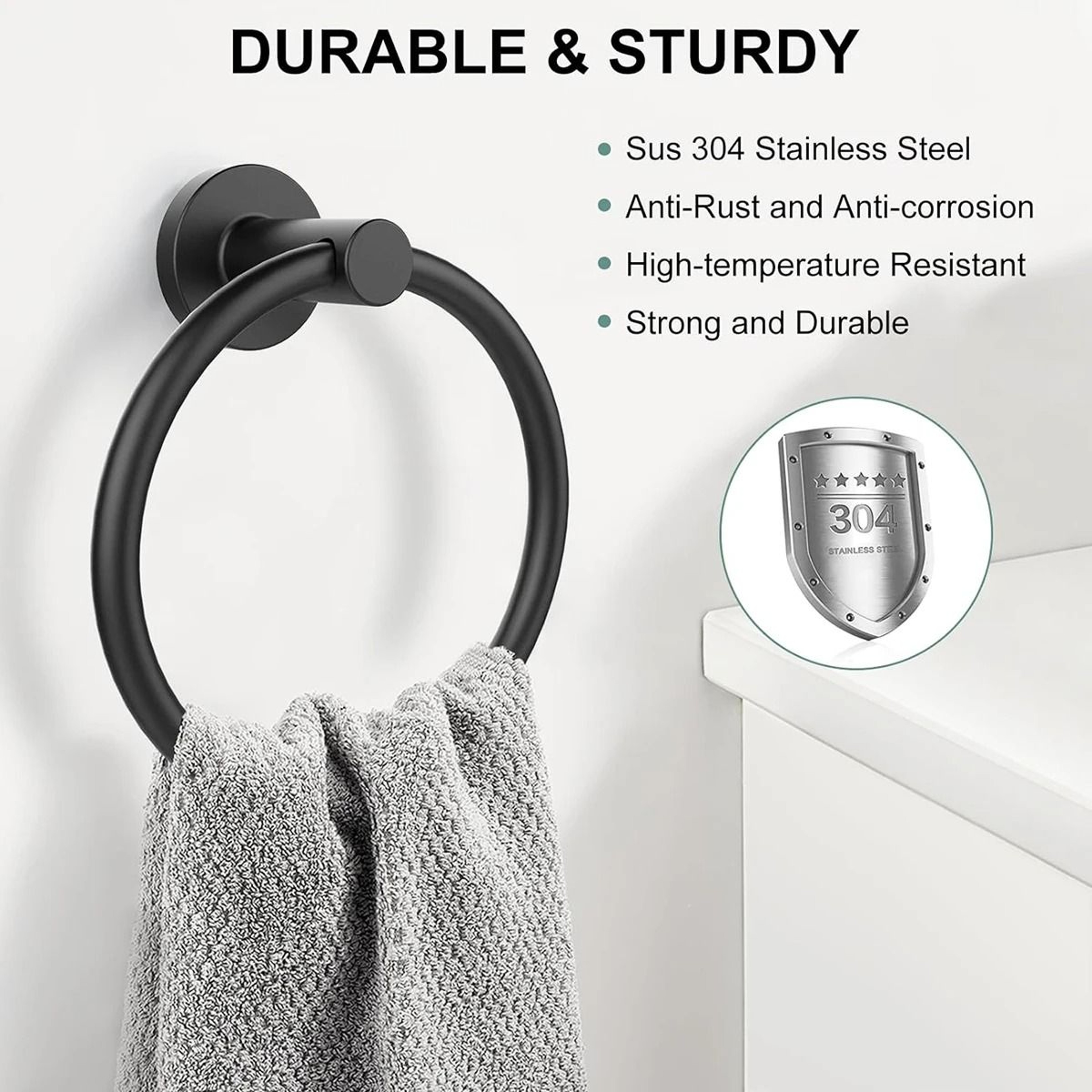 Stainless Steel Towel Ring  SUS304 Round Hand Towel Holder 2