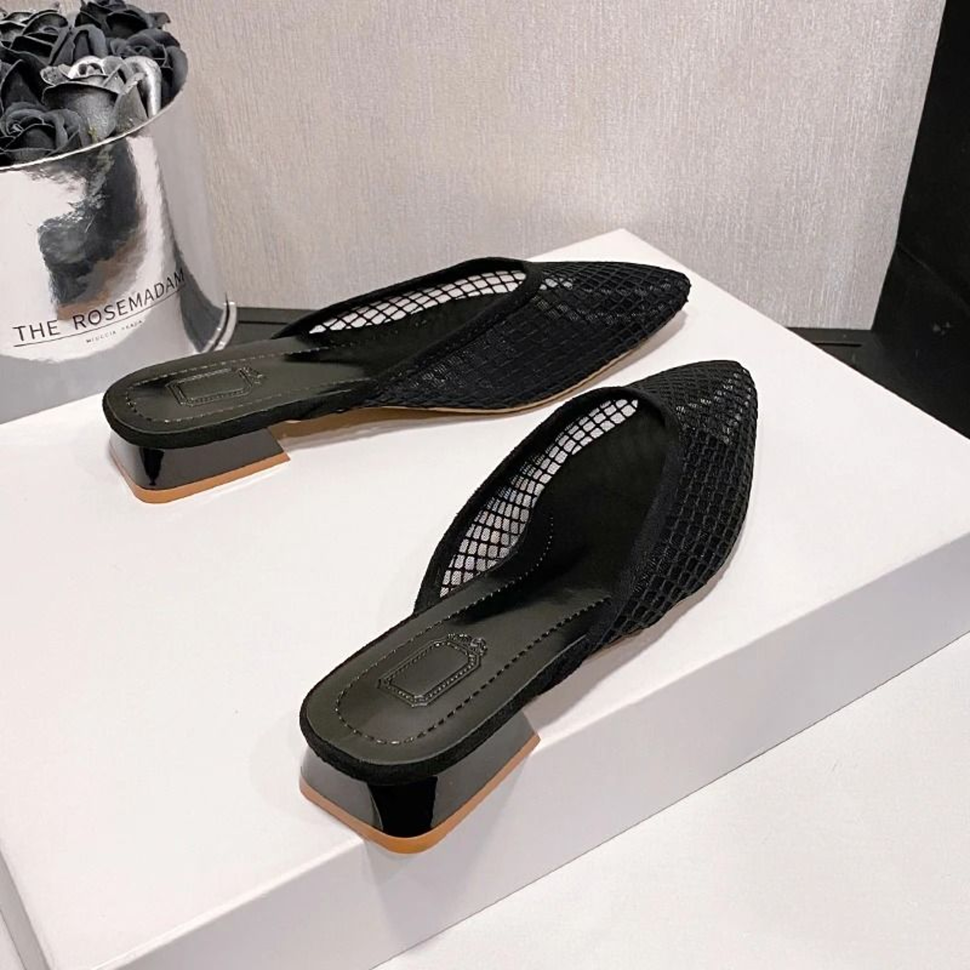 Designer PointedToe Mesh Mules  Elegant Summer Beach Flat Slides 5