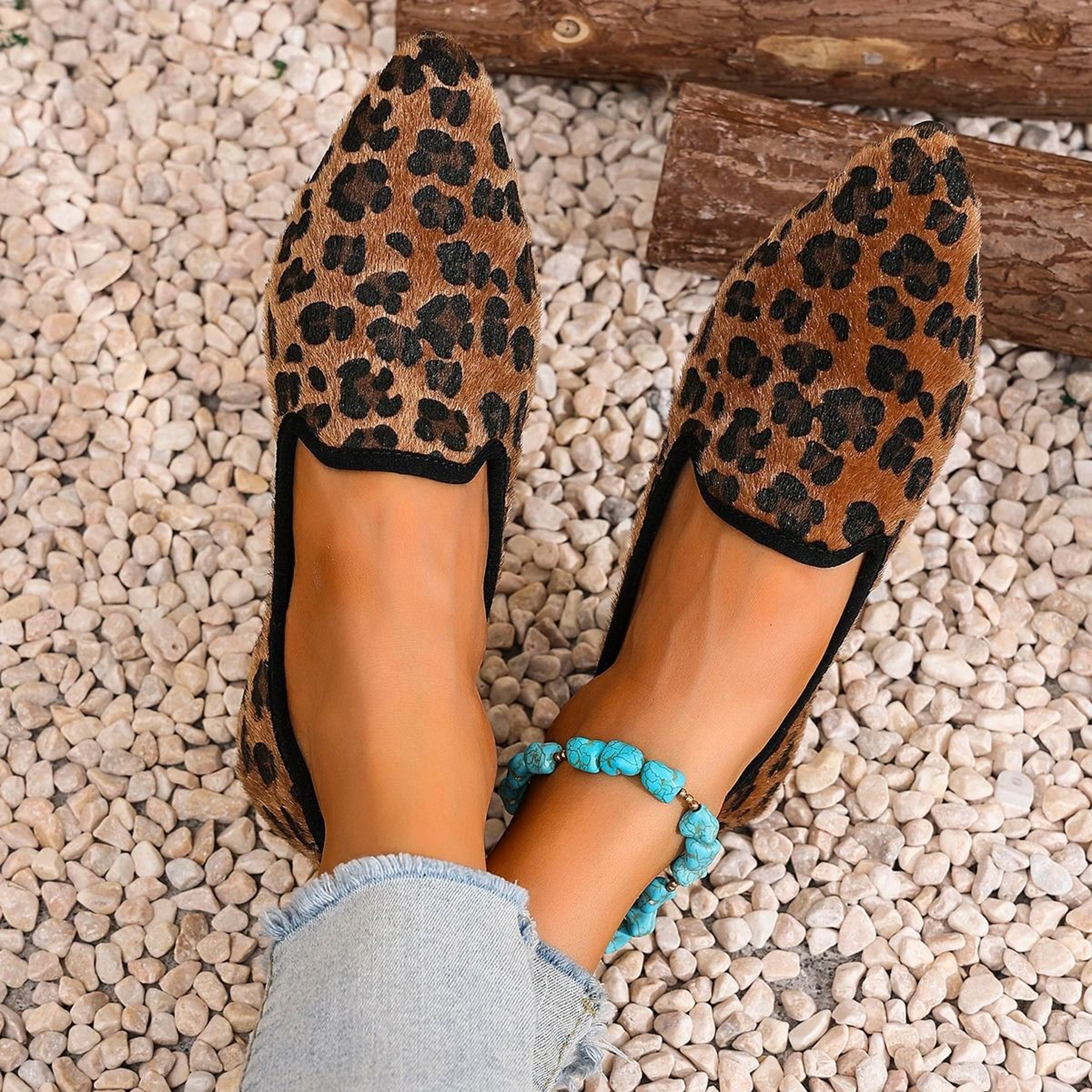 Fashion Leopard PointedToe Loafers  Casual WearResistant Walking Flats 0