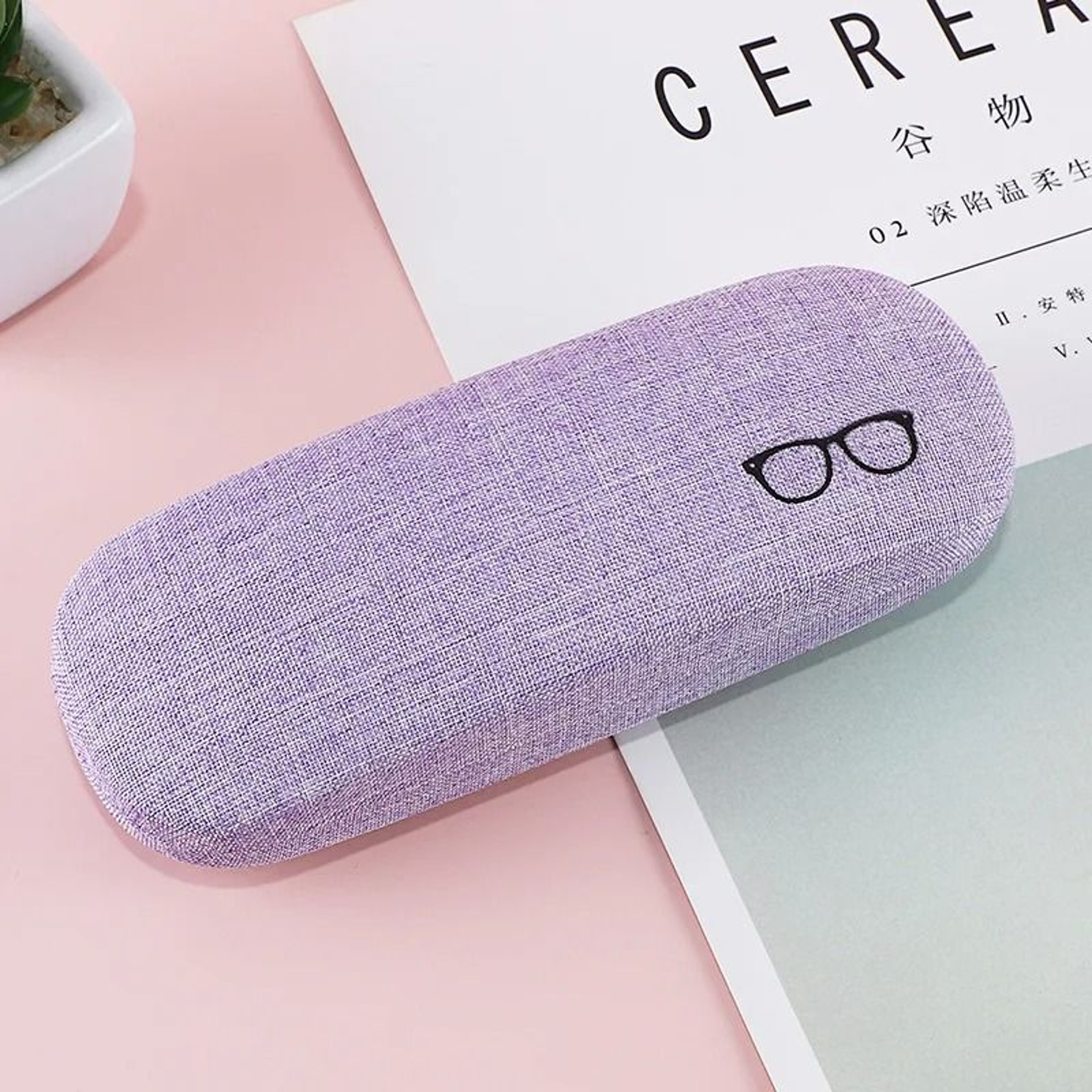 Linen Fabric HardShell Glasses Case  Protective Eyewear Cover For Sunglasses  Spectacles 11