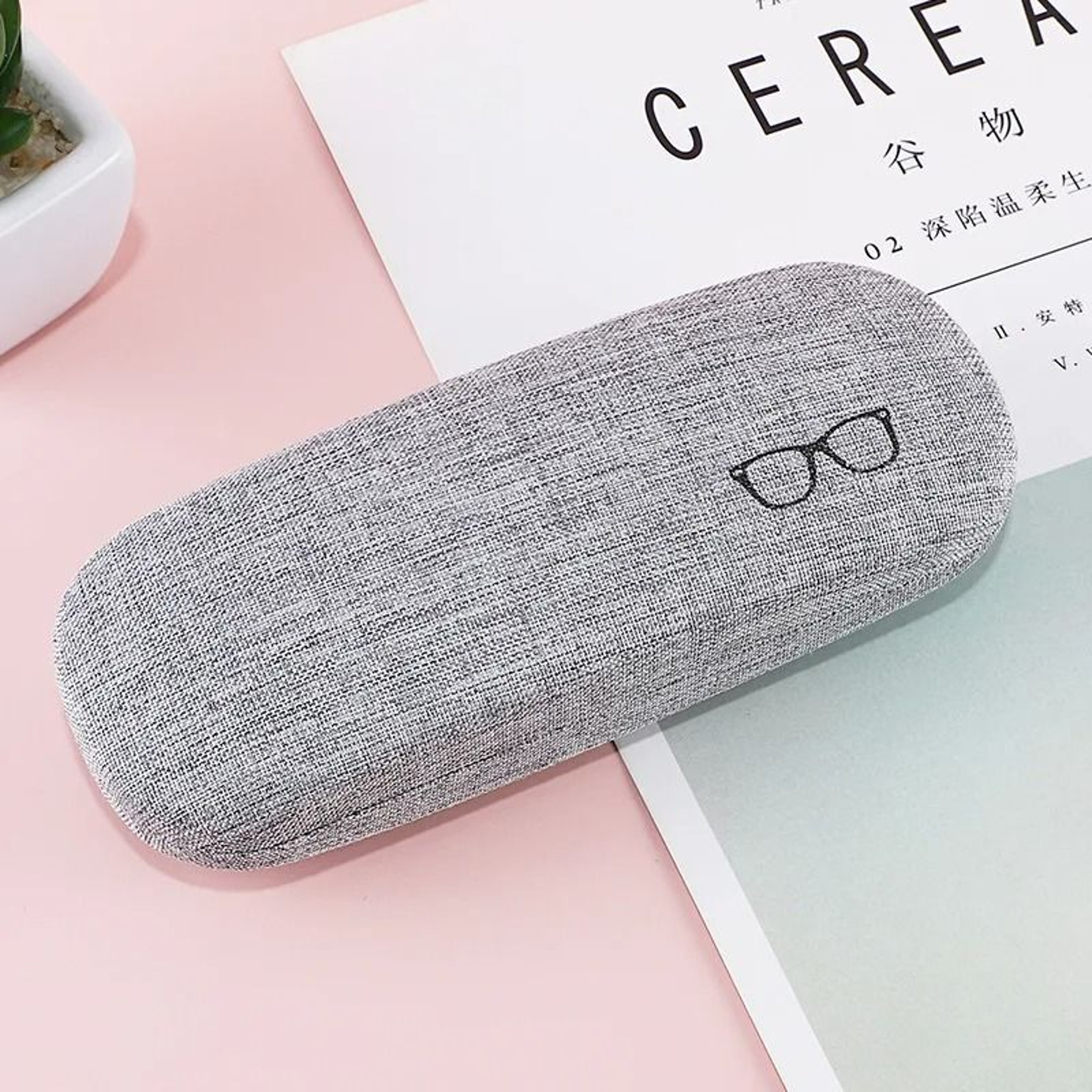 Linen Fabric HardShell Glasses Case  Protective Eyewear Cover For Sunglasses  Spectacles 8