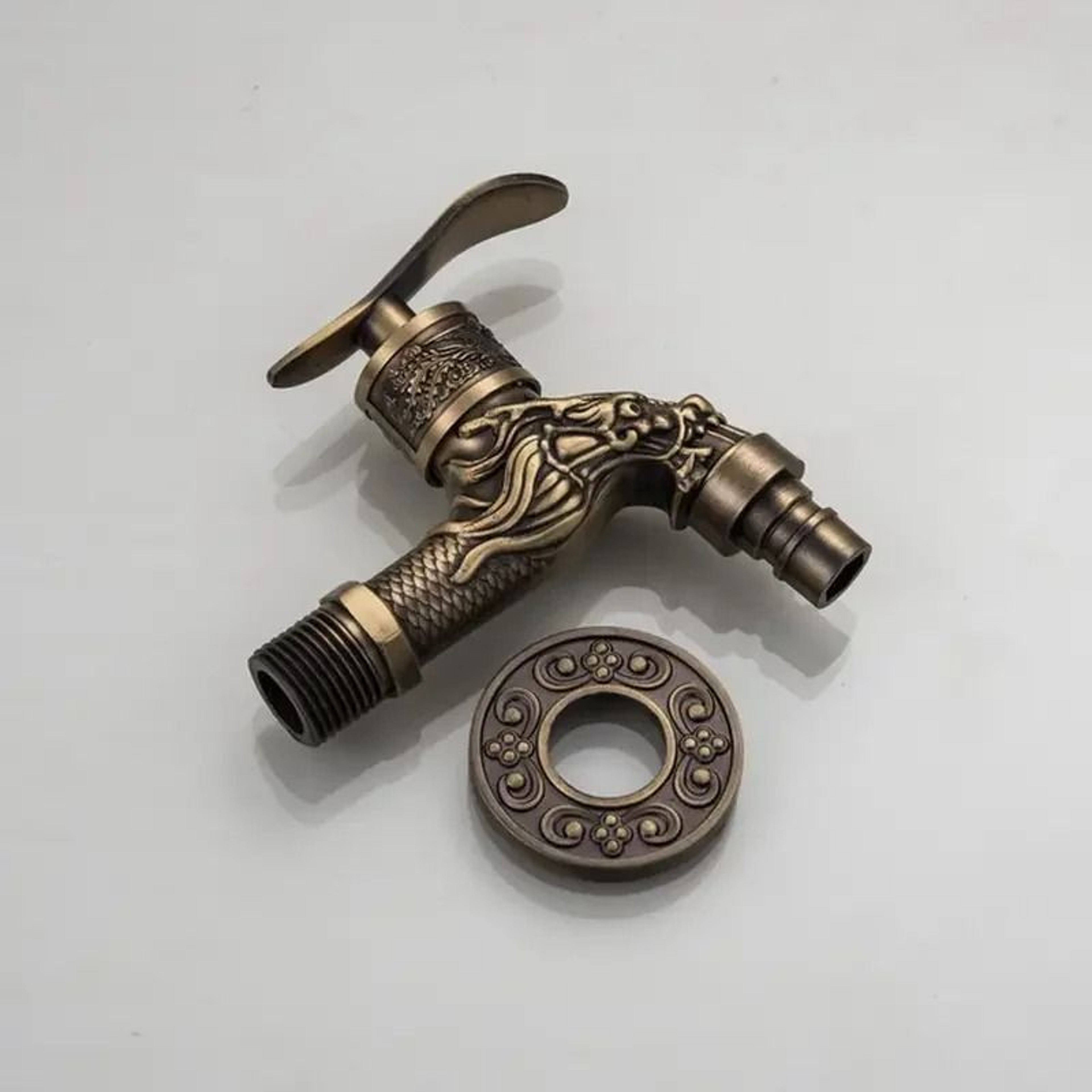 Antique European WallMounted Faucet  Retro Engraved Zinc Alloy Mop Pool Tap 6
