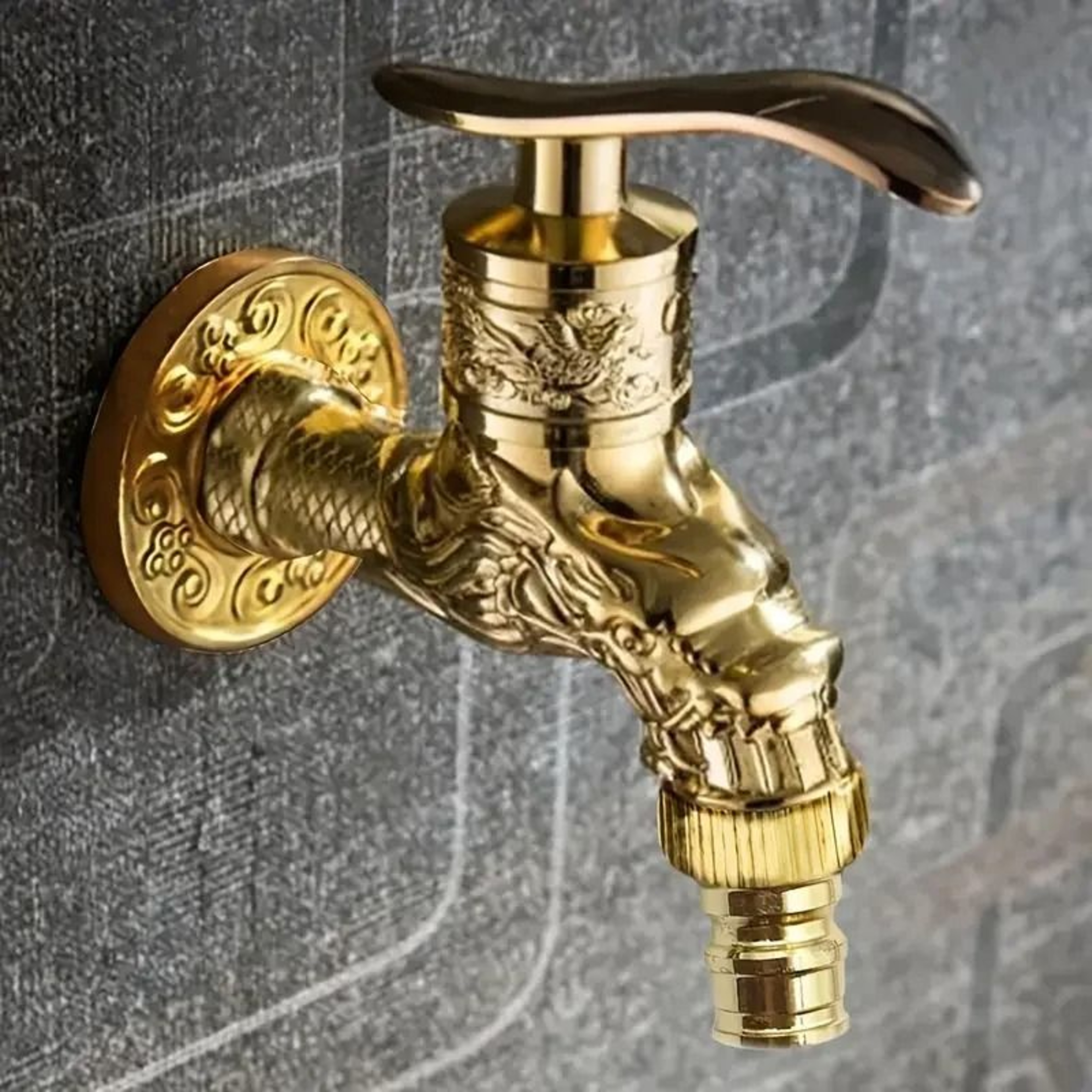 Antique European WallMounted Faucet  Retro Engraved Zinc Alloy Mop Pool Tap 7