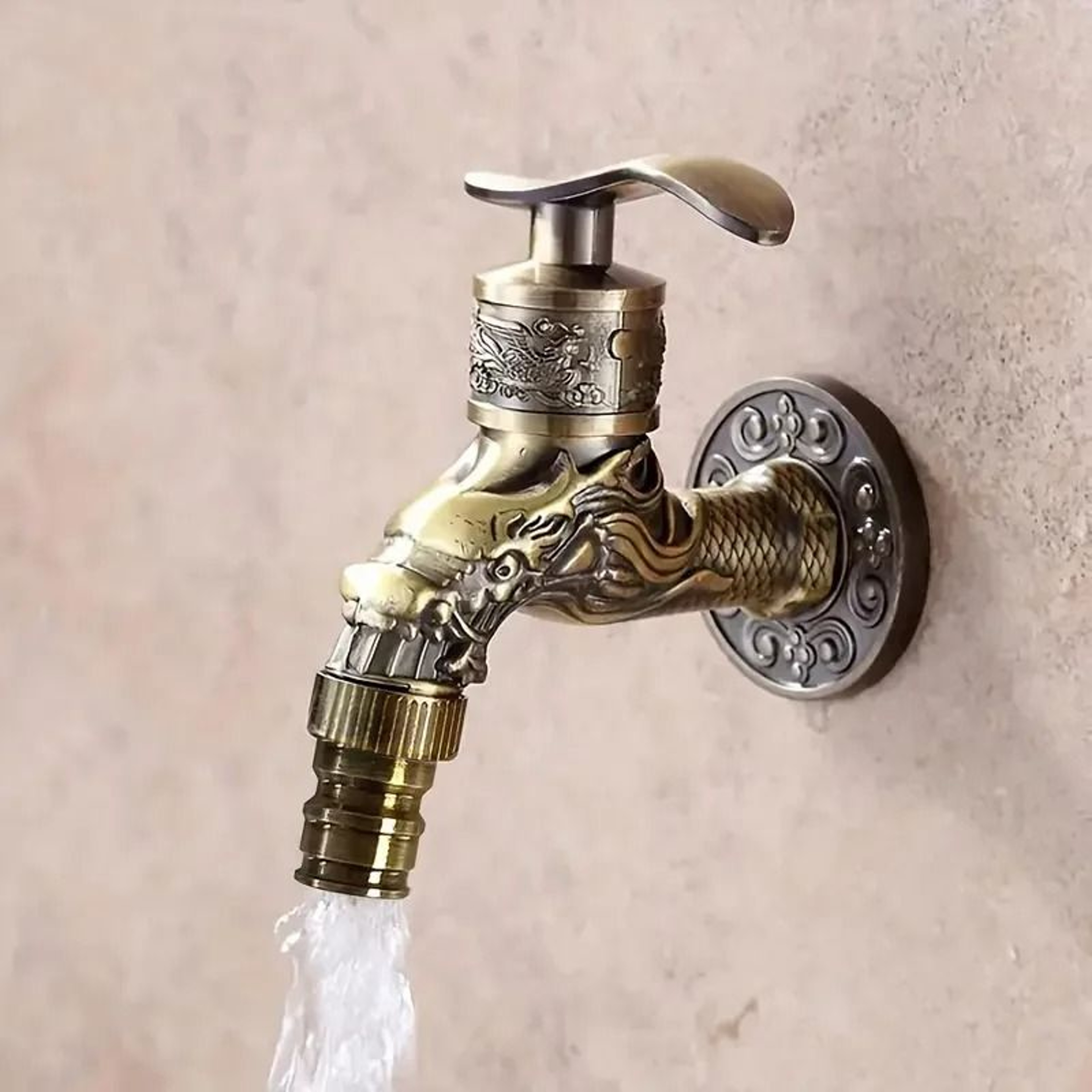 Antique European WallMounted Faucet  Retro Engraved Zinc Alloy Mop Pool Tap 8