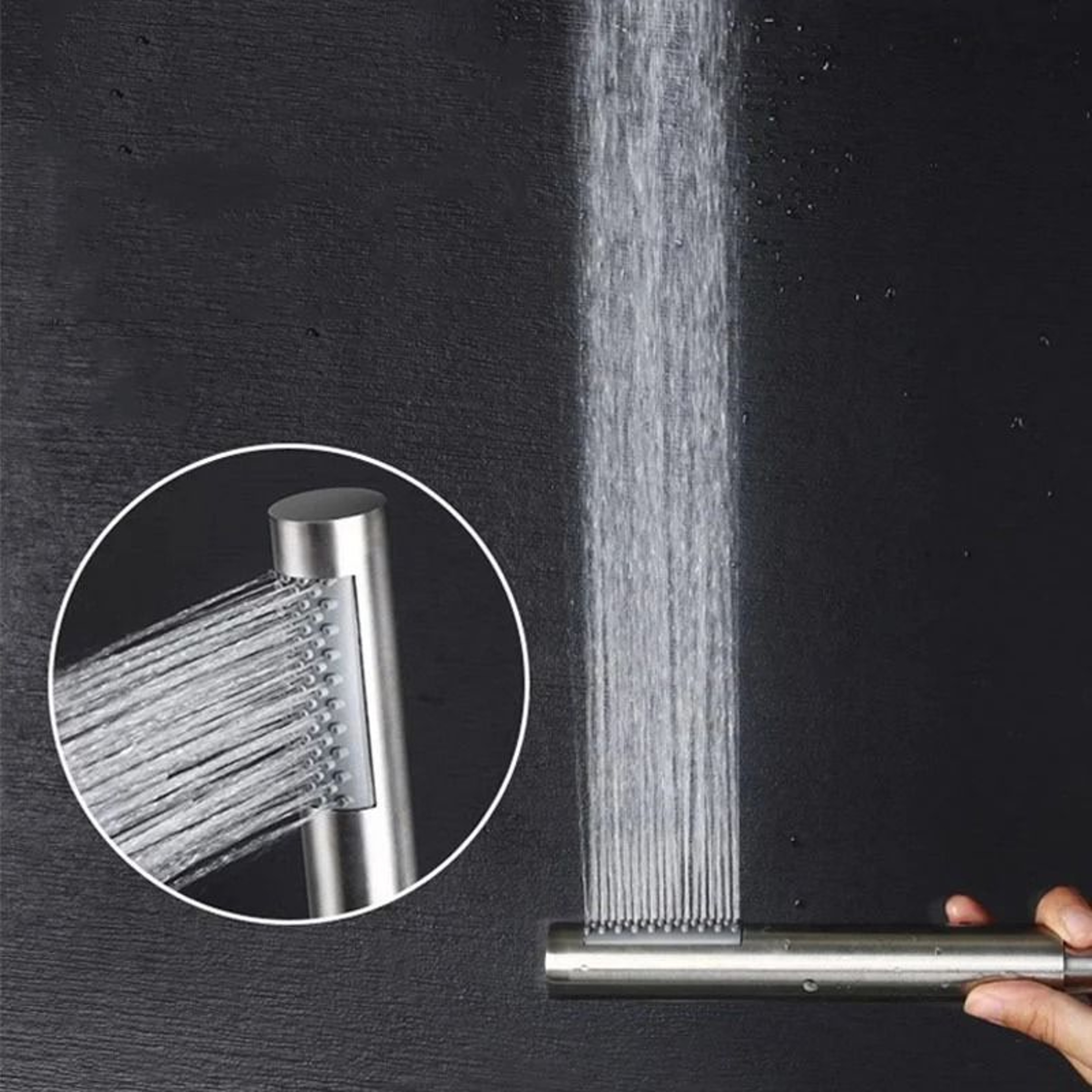 Handheld Cylindrical Stainless Steel Booster Shower Head  HighPressure Universal Bathroom Set 2